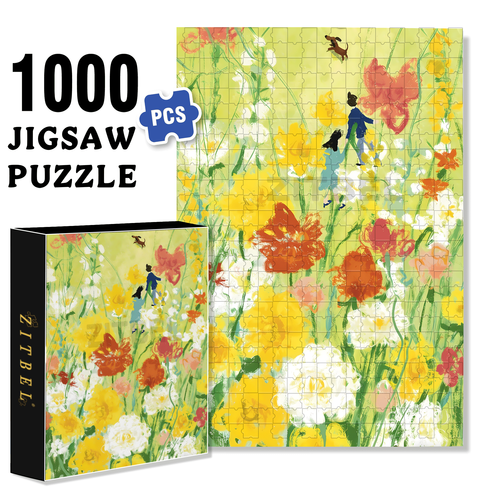 Running Towards Summer 500pcs/1000pcs Jigsaw Puzzle, Scratch-Resistant, Interactive Family Game & Brain-Boosting DIY Decor, Perfect for Halloween, Christmas & New Year Gifts, Family Puzzle Game