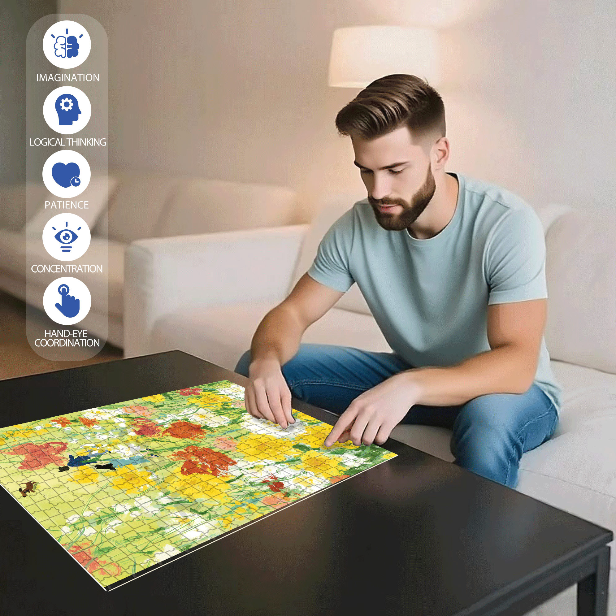 Running Towards Summer 500pcs/1000pcs Jigsaw Puzzle, Scratch-Resistant, Interactive Family Game & Brain-Boosting DIY Decor, Perfect for Halloween, Christmas & New Year Gifts, Family Puzzle Game
