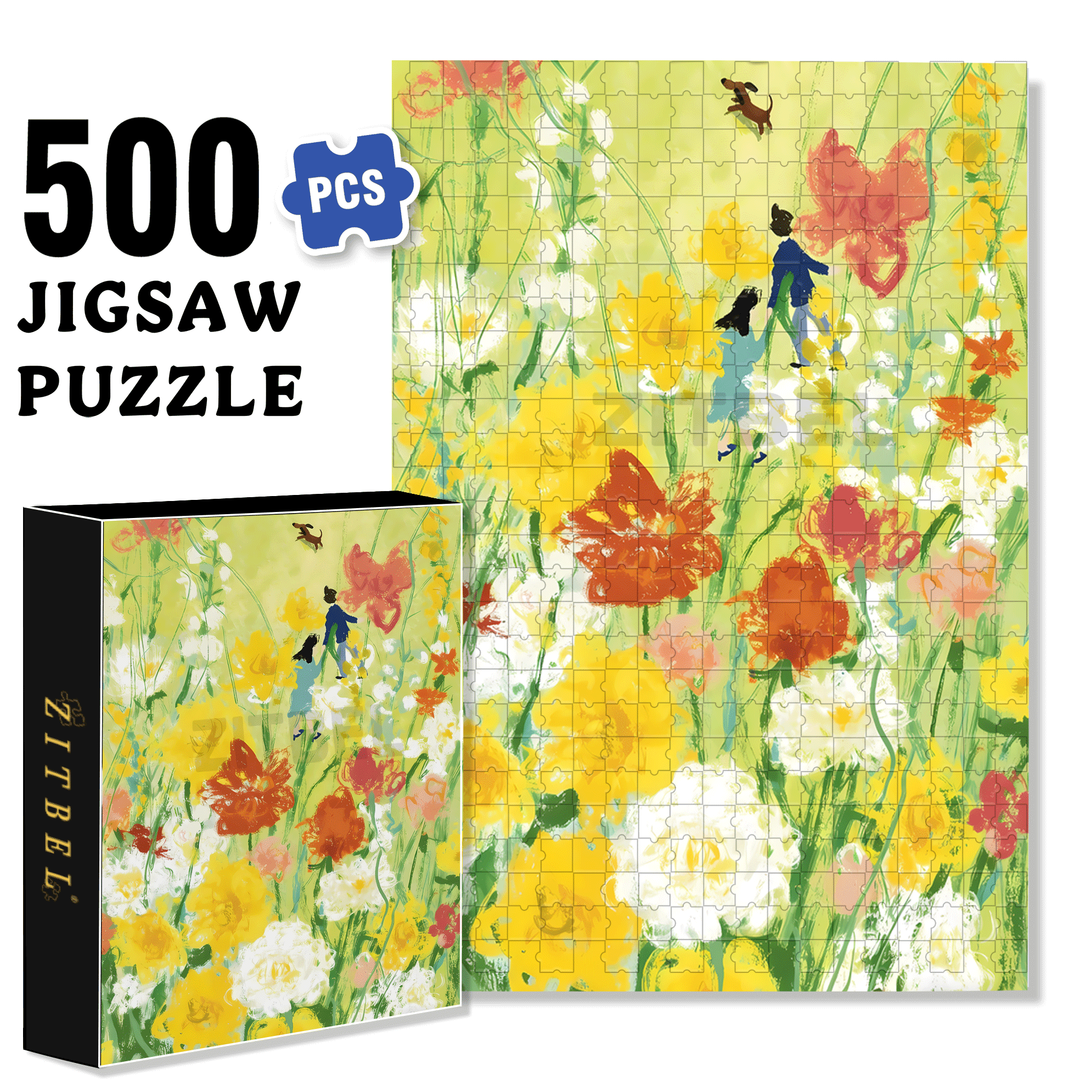 Running Towards Summer 500pcs/1000pcs Jigsaw Puzzle, Scratch-Resistant, Interactive Family Game & Brain-Boosting DIY Decor, Perfect for Halloween, Christmas & New Year Gifts, Family Puzzle Game