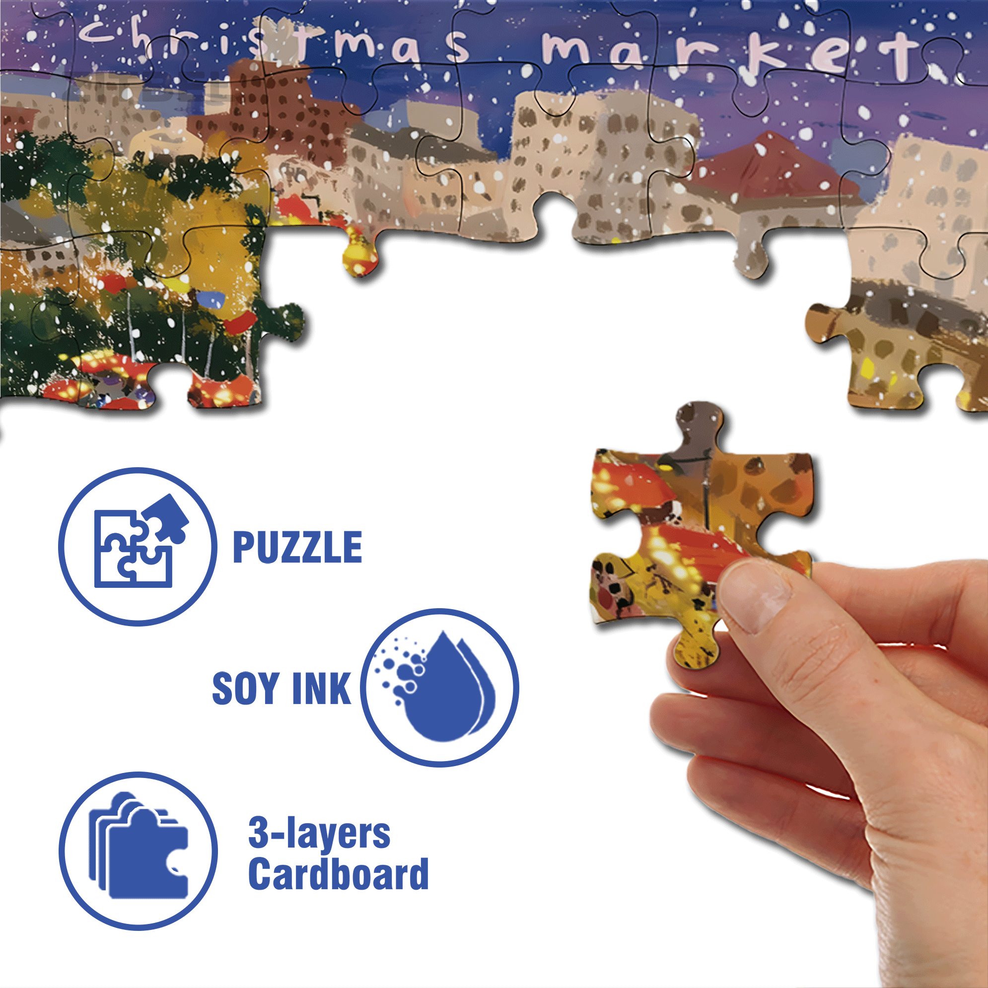Shanghai Christmas 500pcs/1000pcs Jigsaw Puzzle, Scratch-Resistant, Interactive Family Game & Brain-Boosting DIY Decor, Perfect for Halloween, Christmas & New Year Gifts, Family Puzzle Game