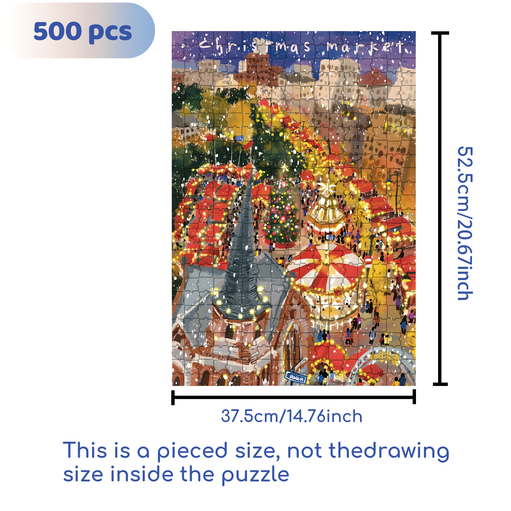 Shanghai Christmas 500pcs/1000pcs Jigsaw Puzzle, Scratch-Resistant, Interactive Family Game & Brain-Boosting DIY Decor, Perfect for Halloween, Christmas & New Year Gifts, Family Puzzle Game