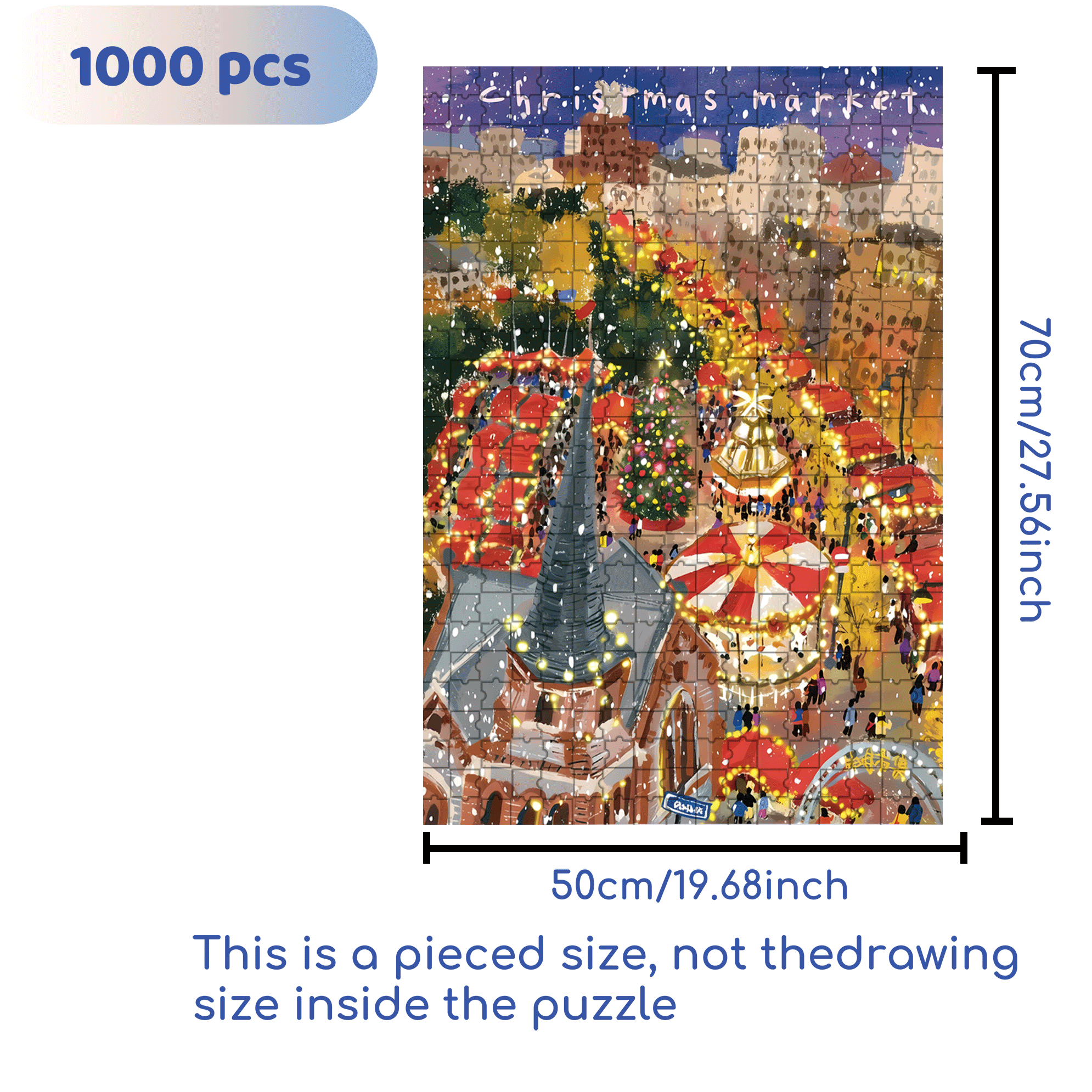 Shanghai Christmas 500pcs/1000pcs Jigsaw Puzzle, Scratch-Resistant, Interactive Family Game & Brain-Boosting DIY Decor, Perfect for Halloween, Christmas & New Year Gifts, Family Puzzle Game
