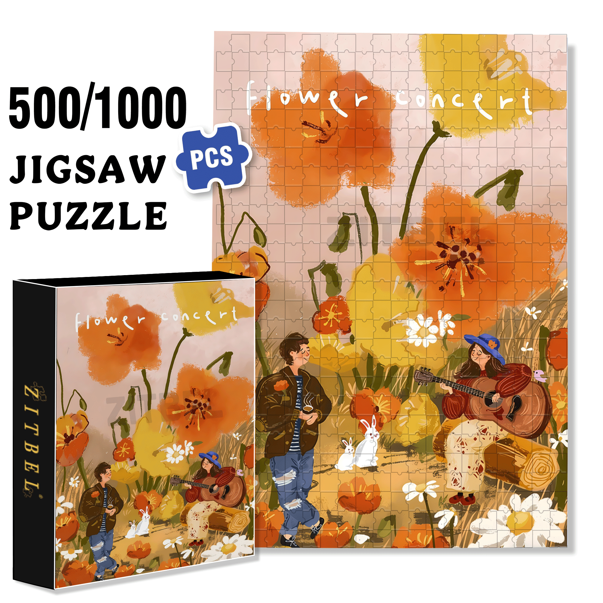 Sing For You 500pcs/1000pcs Jigsaw Puzzle, Scratch-Resistant, Interactive Family Game & Brain-Boosting DIY Decor, Perfect for Halloween, Christmas & New Year Gifts, Family Puzzle Game