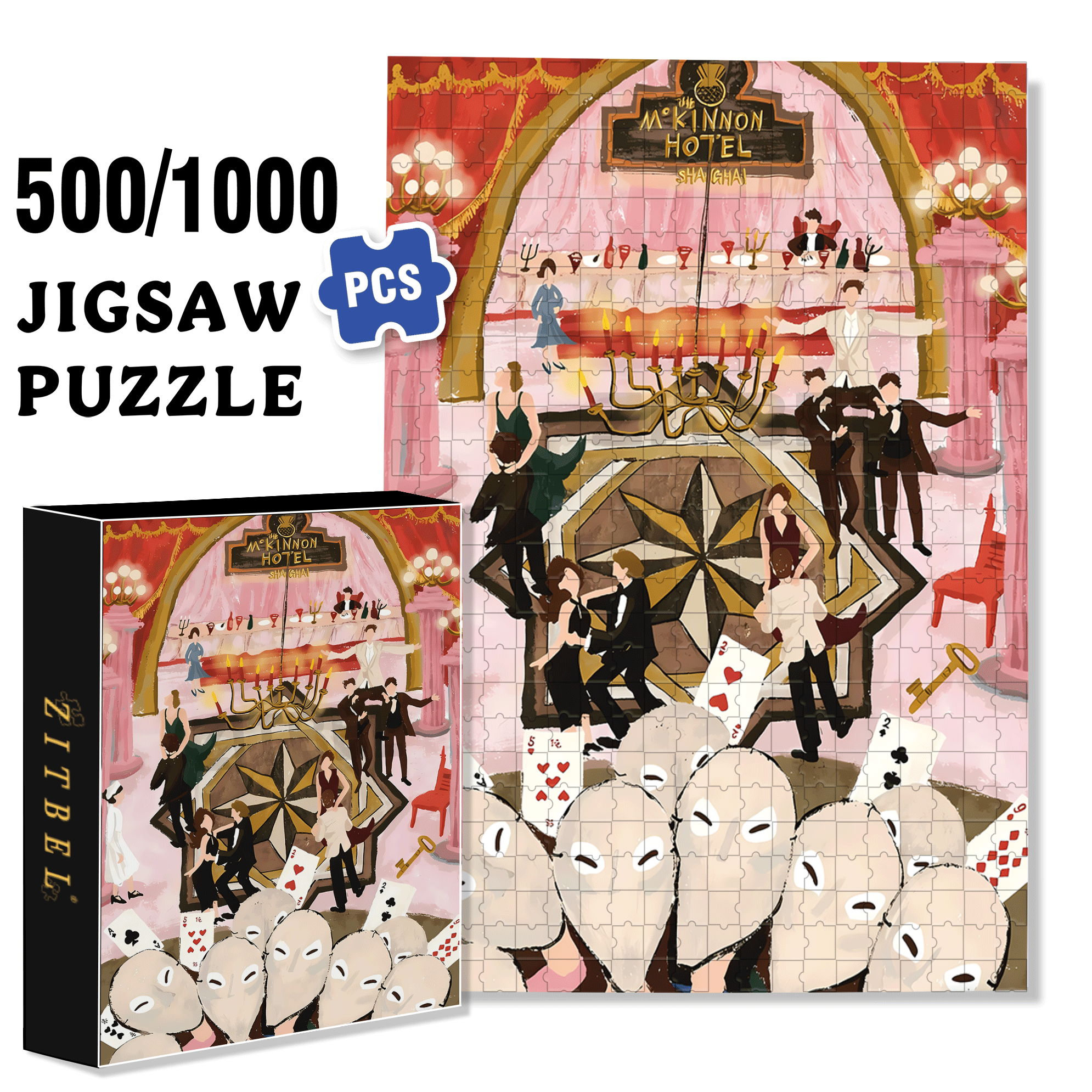 Sleepless Night 500pcs/1000pcs Jigsaw Puzzle, Scratch-Resistant, Interactive Family Game & Brain-Boosting DIY Decor, Perfect for Halloween, Christmas & New Year Gifts, Family Puzzle Game