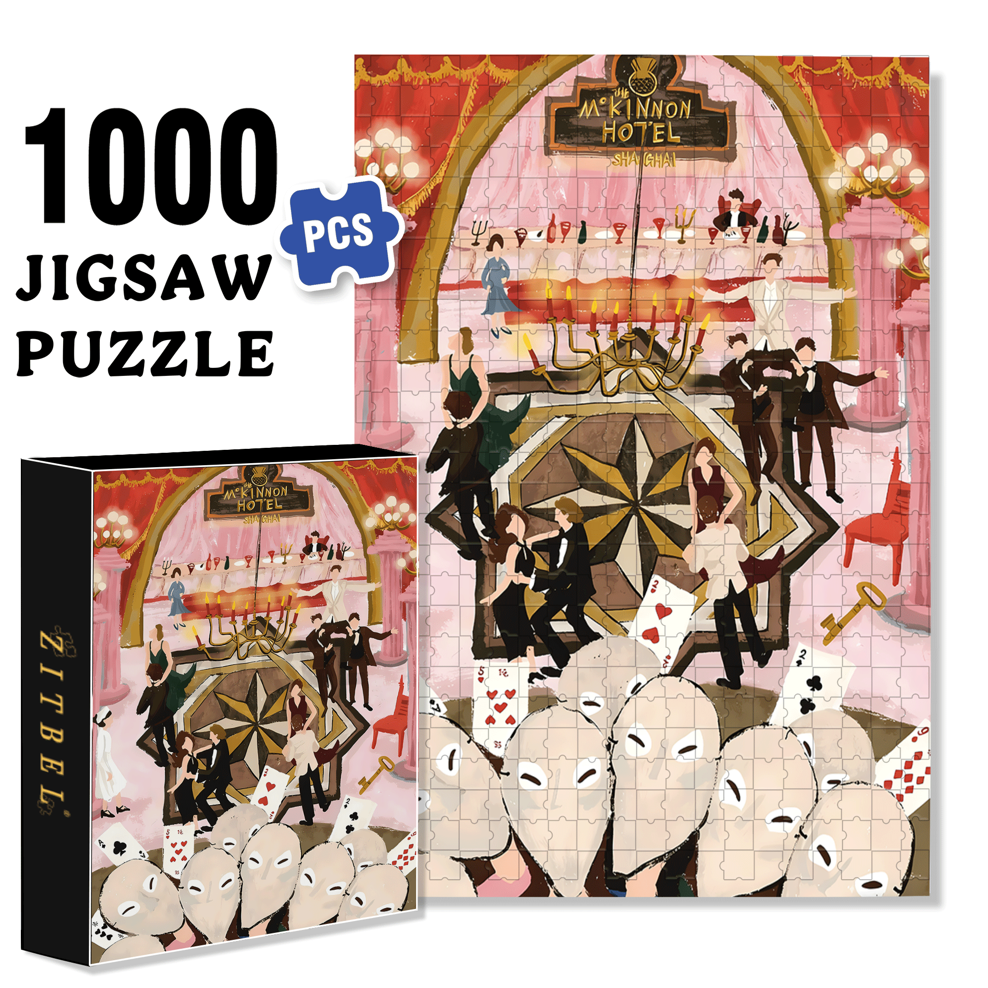 Sleepless Night 500pcs/1000pcs Jigsaw Puzzle, Scratch-Resistant, Interactive Family Game & Brain-Boosting DIY Decor, Perfect for Halloween, Christmas & New Year Gifts, Family Puzzle Game