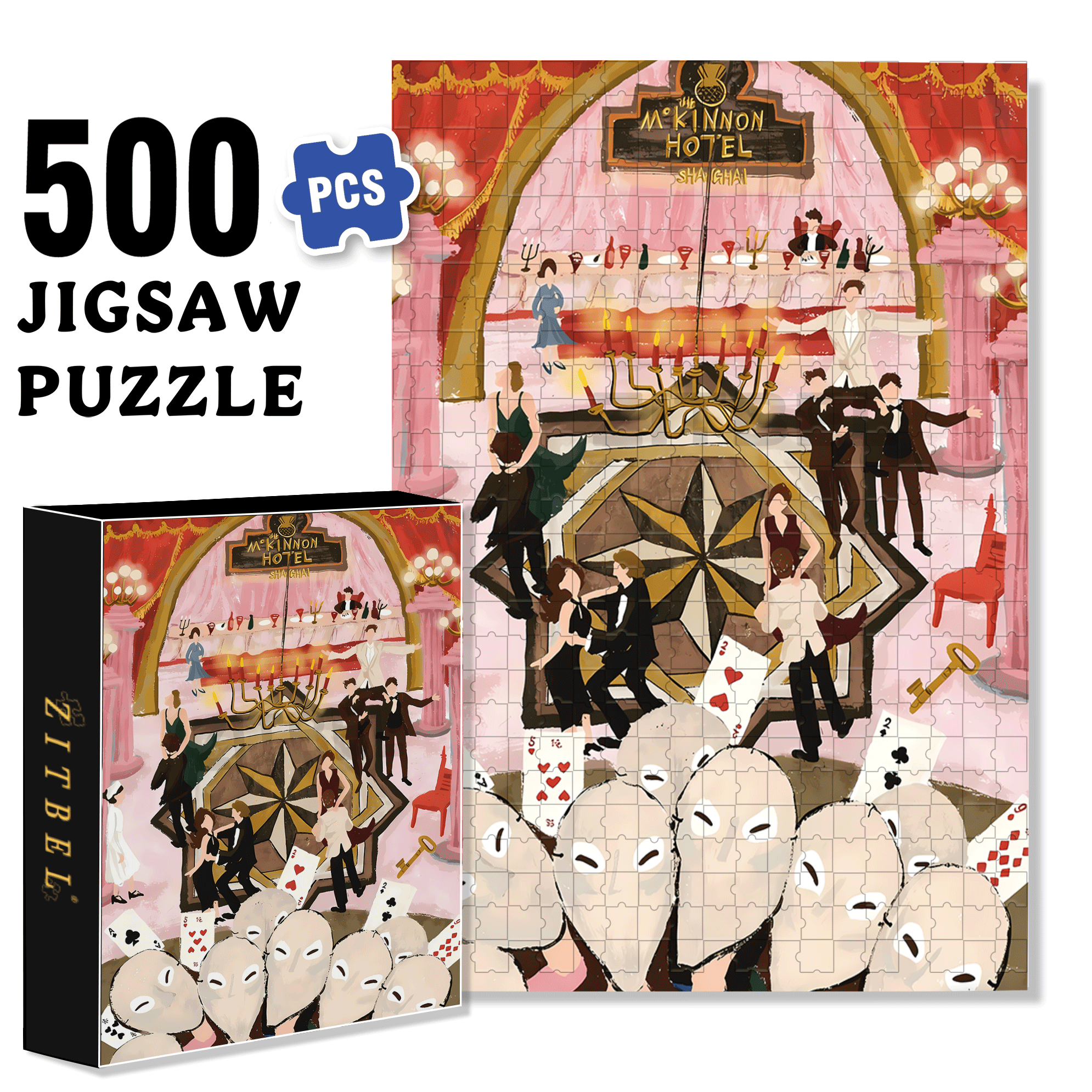 Sleepless Night 500pcs/1000pcs Jigsaw Puzzle, Scratch-Resistant, Interactive Family Game & Brain-Boosting DIY Decor, Perfect for Halloween, Christmas & New Year Gifts, Family Puzzle Game