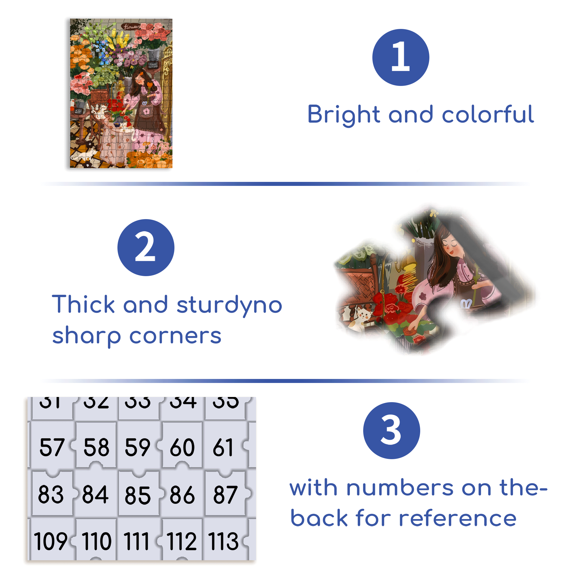 Sparkling Flowers 2 500pcs/1000pcs Jigsaw Puzzle, Scratch-Resistant, Interactive Family Game & Brain-Boosting DIY Decor, Perfect for Halloween, Christmas & New Year Gifts, Family Puzzle Game