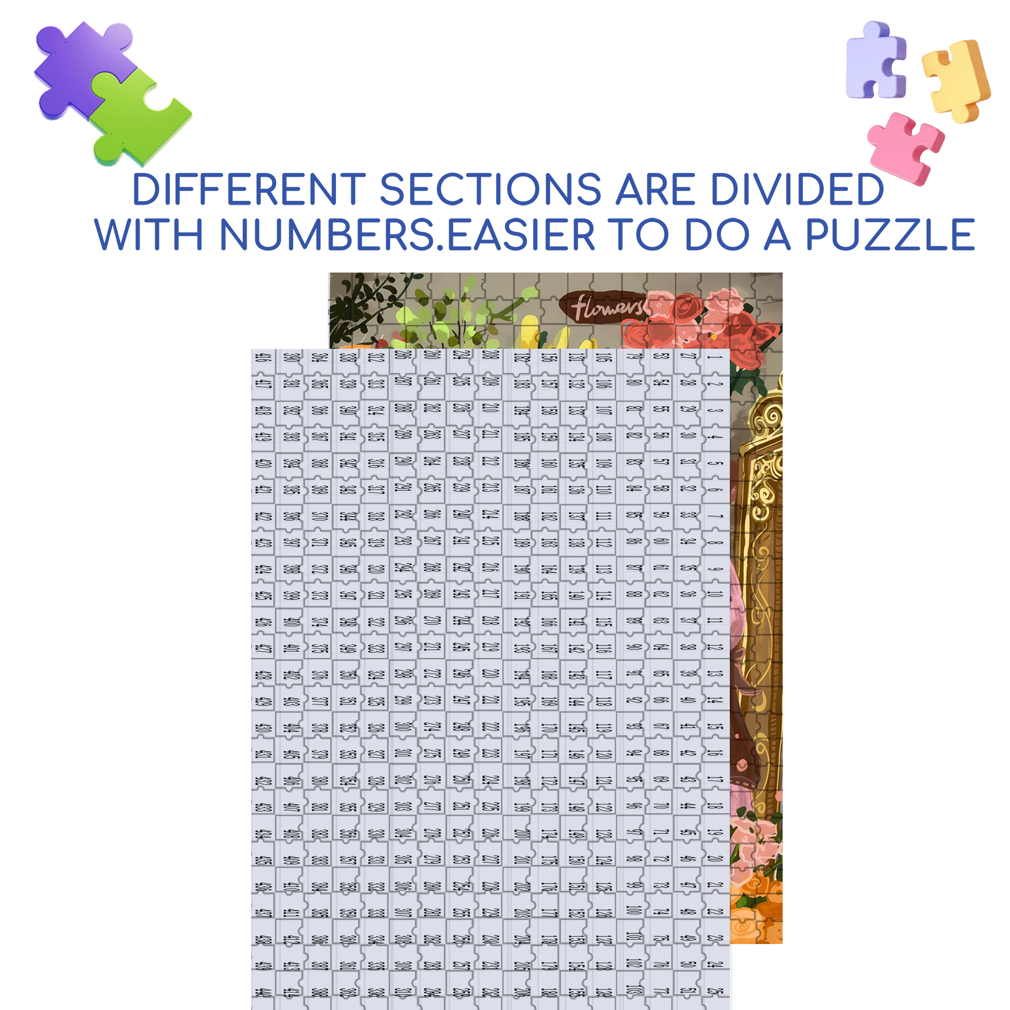 Sparkling Flowers 2 500pcs/1000pcs Jigsaw Puzzle, Scratch-Resistant, Interactive Family Game & Brain-Boosting DIY Decor, Perfect for Halloween, Christmas & New Year Gifts, Family Puzzle Game