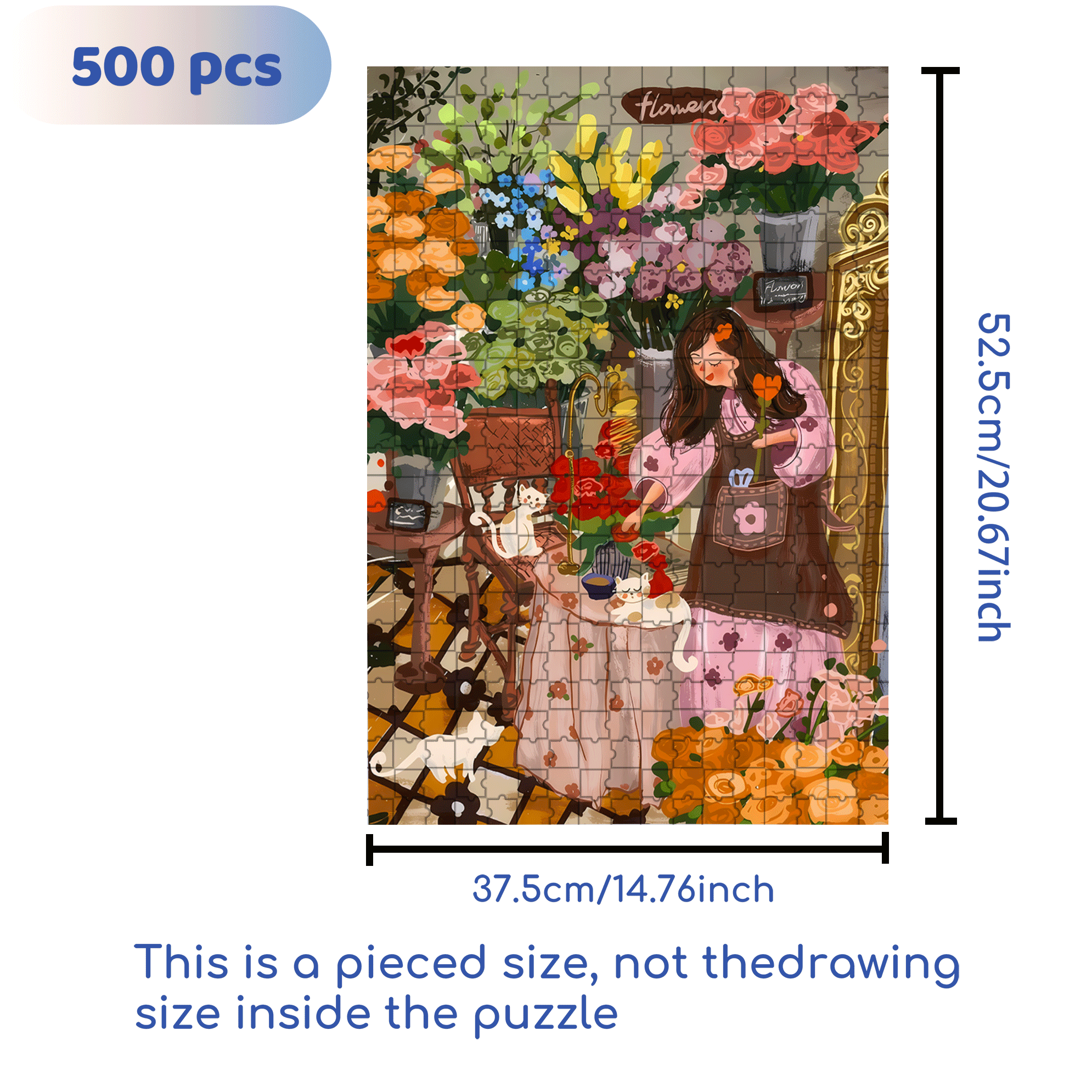 Sparkling Flowers 2 500pcs/1000pcs Jigsaw Puzzle, Scratch-Resistant, Interactive Family Game & Brain-Boosting DIY Decor, Perfect for Halloween, Christmas & New Year Gifts, Family Puzzle Game