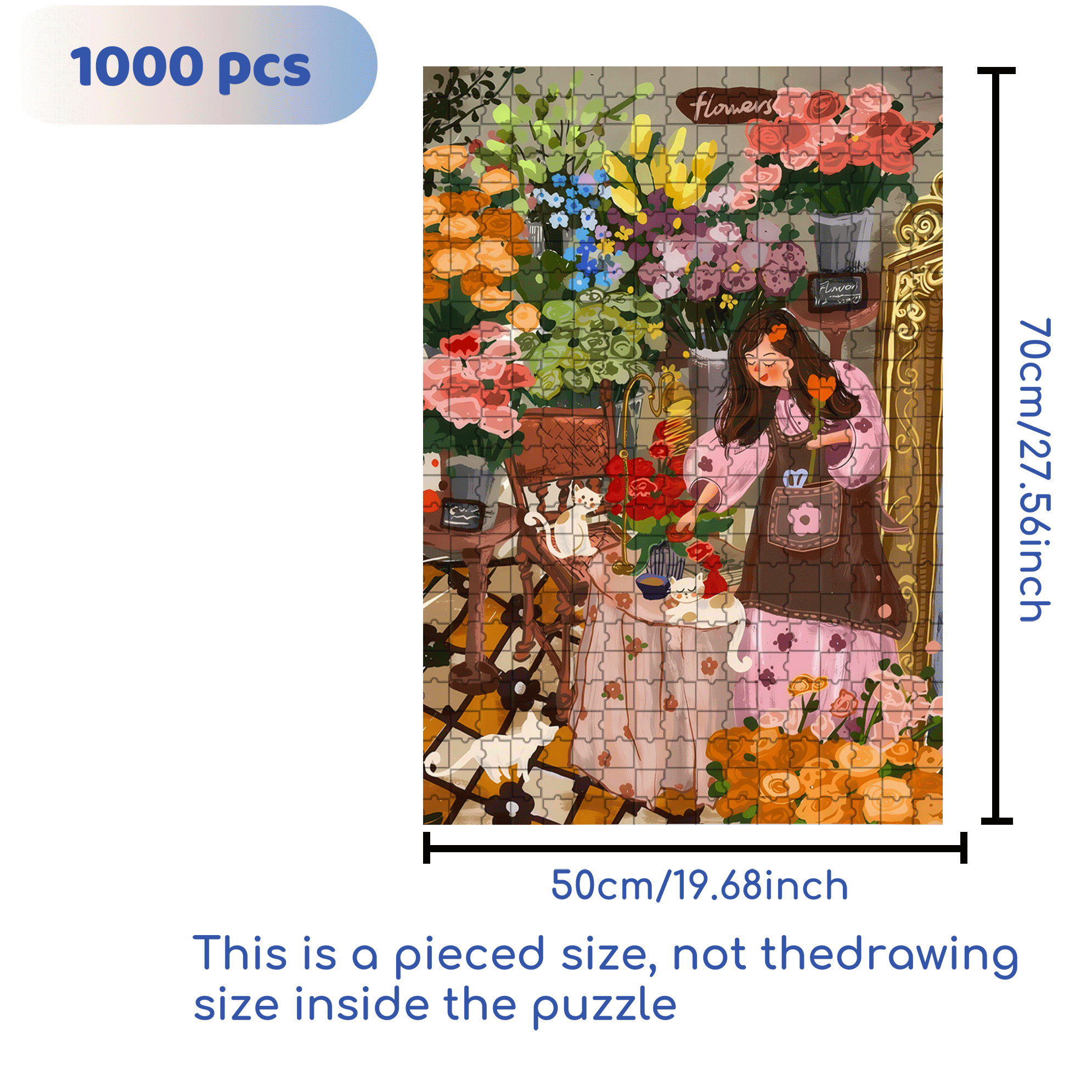 Sparkling Flowers 2 500pcs/1000pcs Jigsaw Puzzle, Scratch-Resistant, Interactive Family Game & Brain-Boosting DIY Decor, Perfect for Halloween, Christmas & New Year Gifts, Family Puzzle Game