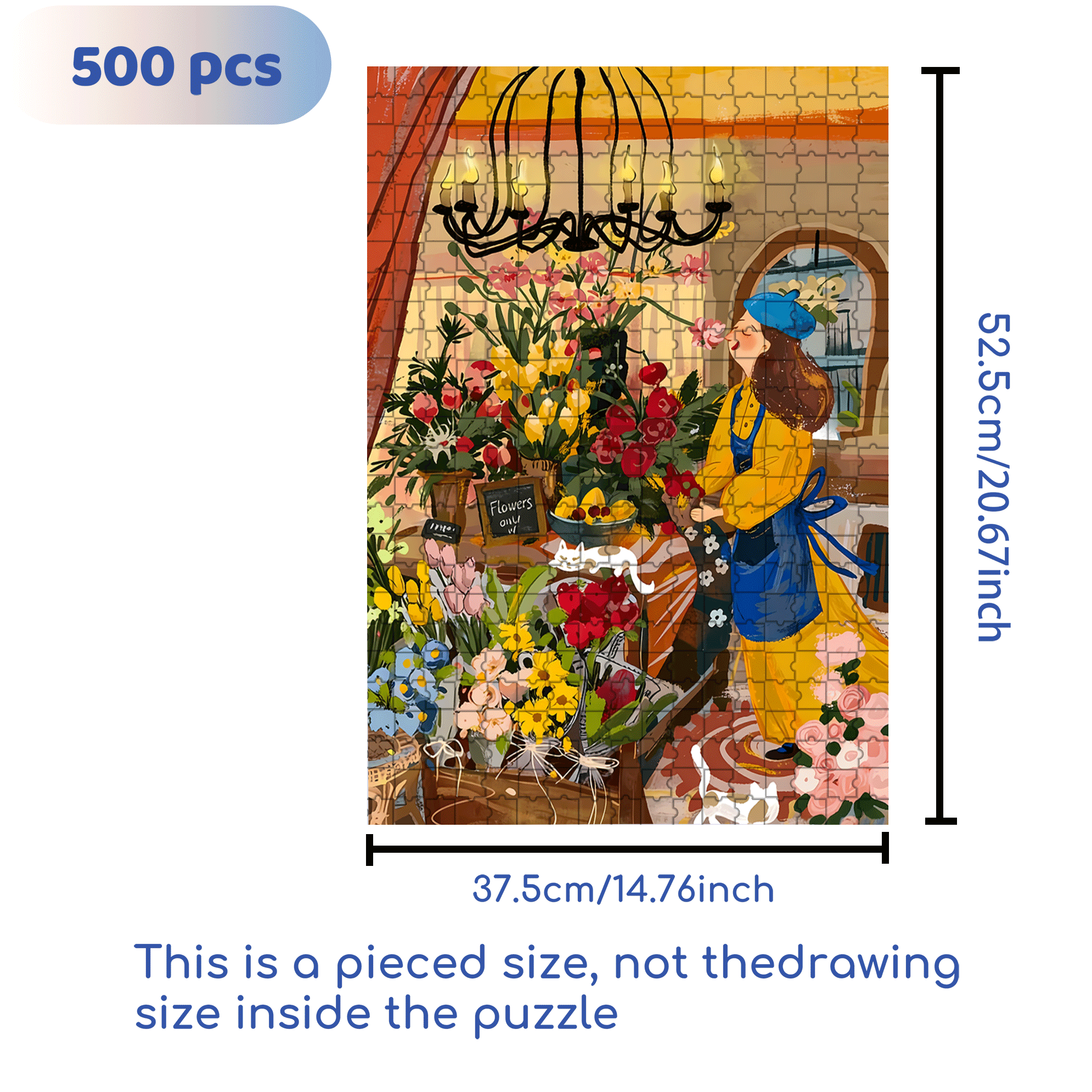 Sparkling Flowers 500pcs/1000pcs Jigsaw Puzzle, Scratch-Resistant, Interactive Family Game & Brain-Boosting DIY Decor, Perfect for Halloween, Christmas & New Year Gifts, Family Puzzle Game