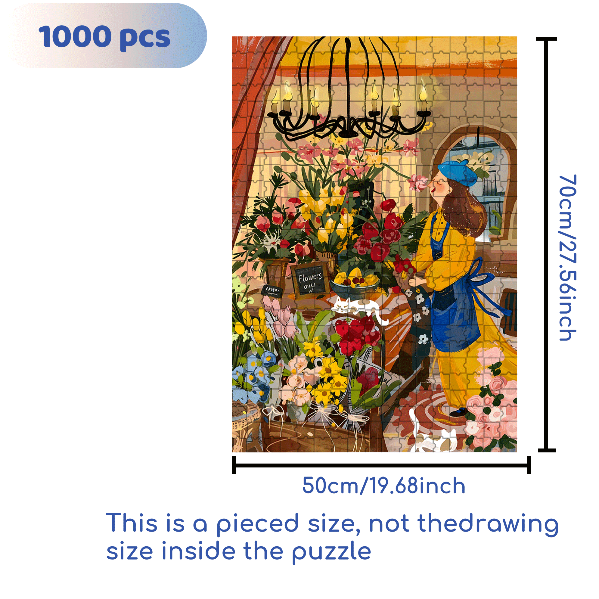 Sparkling Flowers 500pcs/1000pcs Jigsaw Puzzle, Scratch-Resistant, Interactive Family Game & Brain-Boosting DIY Decor, Perfect for Halloween, Christmas & New Year Gifts, Family Puzzle Game