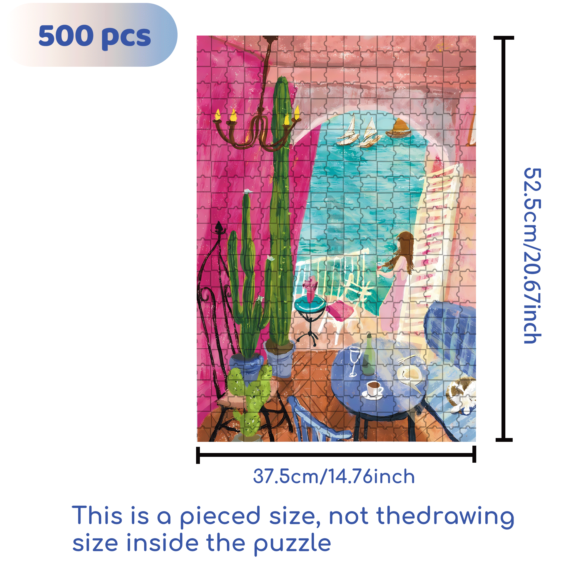 Sparkling Summer 500pcs/1000pcs Jigsaw Puzzle, Scratch-Resistant, Interactive Family Game & Brain-Boosting DIY Decor, Perfect for Halloween, Christmas & New Year Gifts, Family Puzzle Game