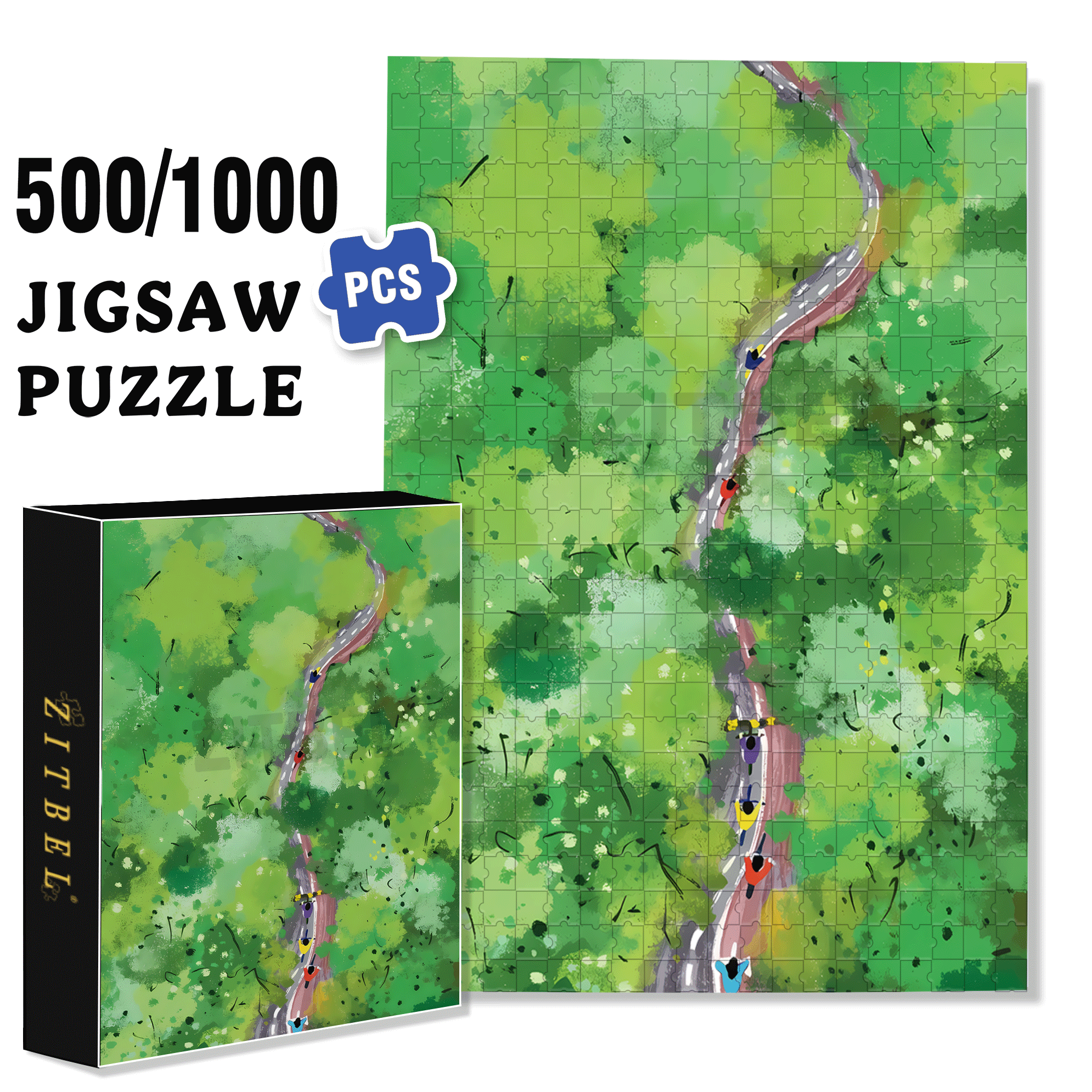 Spring Cycling 500pcs/1000pcs Jigsaw Puzzle, Scratch-Resistant, Interactive Family Game & Brain-Boosting DIY Decor, Perfect for Halloween, Christmas & New Year Gifts, Family Puzzle Game
