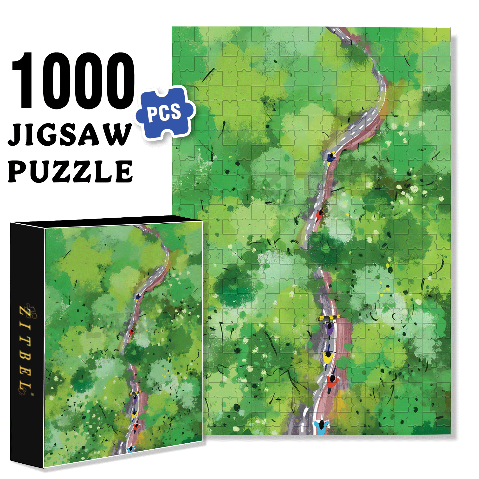 Spring Cycling 500pcs/1000pcs Jigsaw Puzzle, Scratch-Resistant, Interactive Family Game & Brain-Boosting DIY Decor, Perfect for Halloween, Christmas & New Year Gifts, Family Puzzle Game