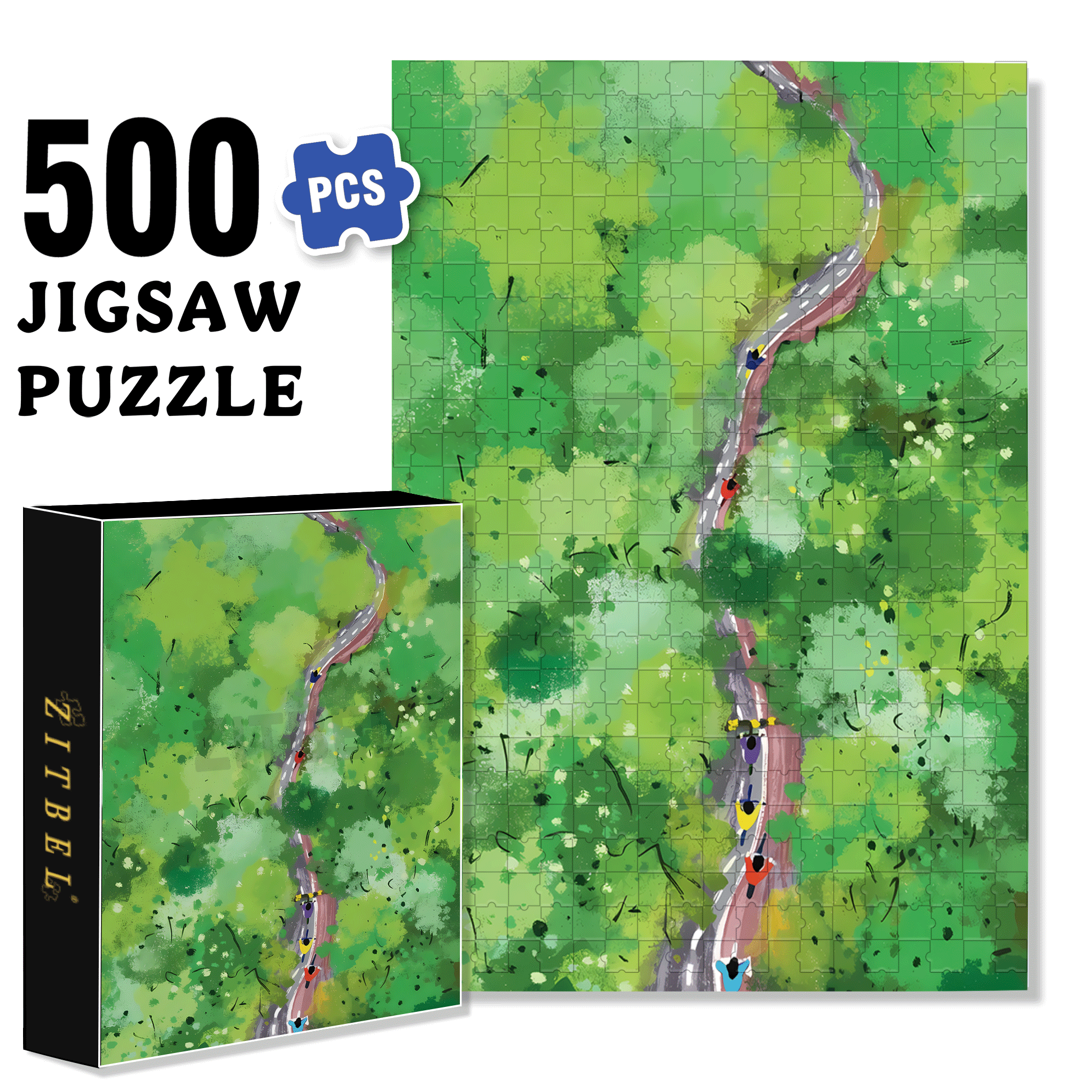 Spring Cycling 500pcs/1000pcs Jigsaw Puzzle, Scratch-Resistant, Interactive Family Game & Brain-Boosting DIY Decor, Perfect for Halloween, Christmas & New Year Gifts, Family Puzzle Game