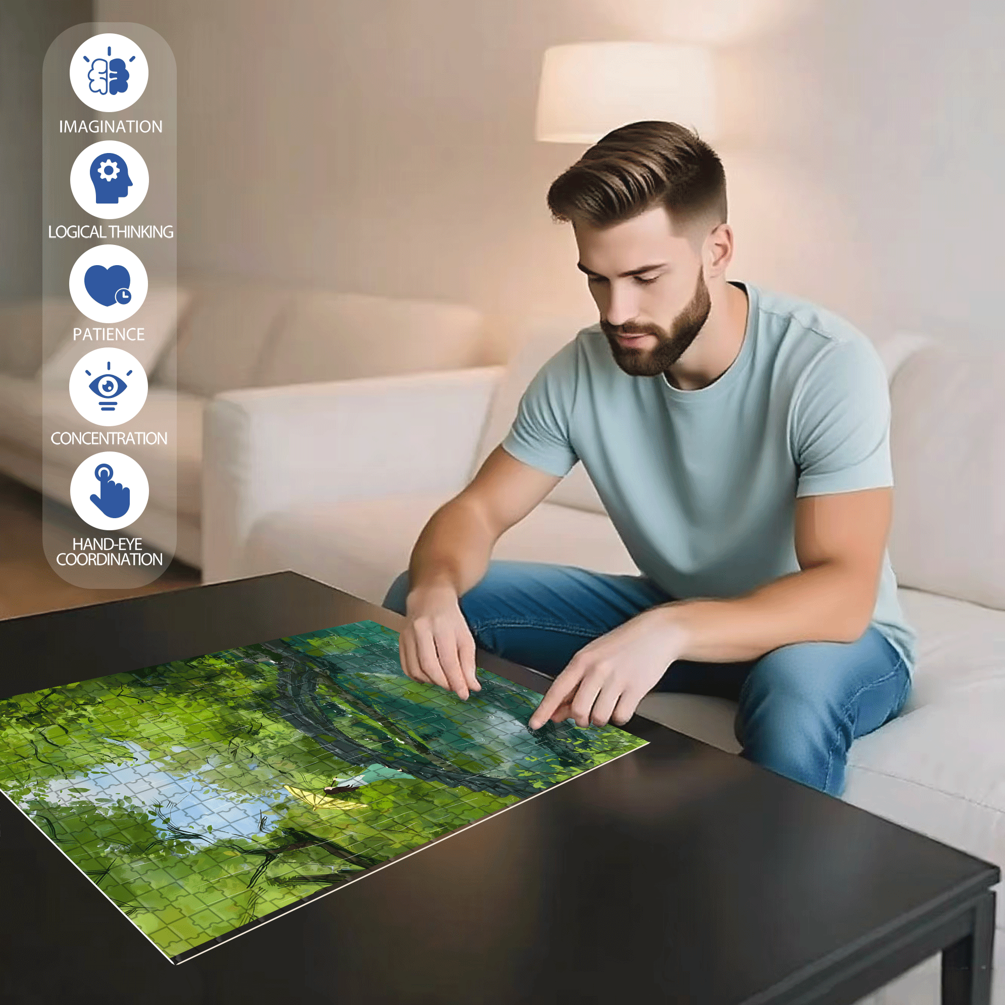 Spring Rain Season 500pcs/1000pcs Jigsaw Puzzle, Scratch-Resistant, Interactive Family Game & Brain-Boosting DIY Decor, Perfect for Halloween, Christmas & New Year Gifts, Family Puzzle Game