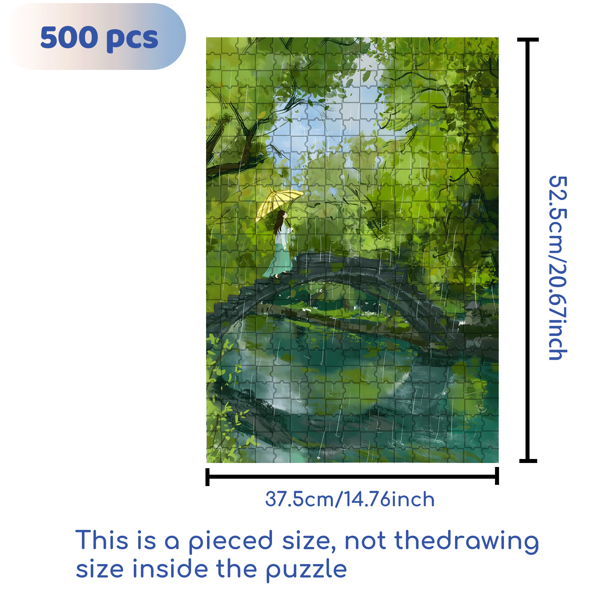 Spring Rain Season 500pcs/1000pcs Jigsaw Puzzle, Scratch-Resistant, Interactive Family Game & Brain-Boosting DIY Decor, Perfect for Halloween, Christmas & New Year Gifts, Family Puzzle Game