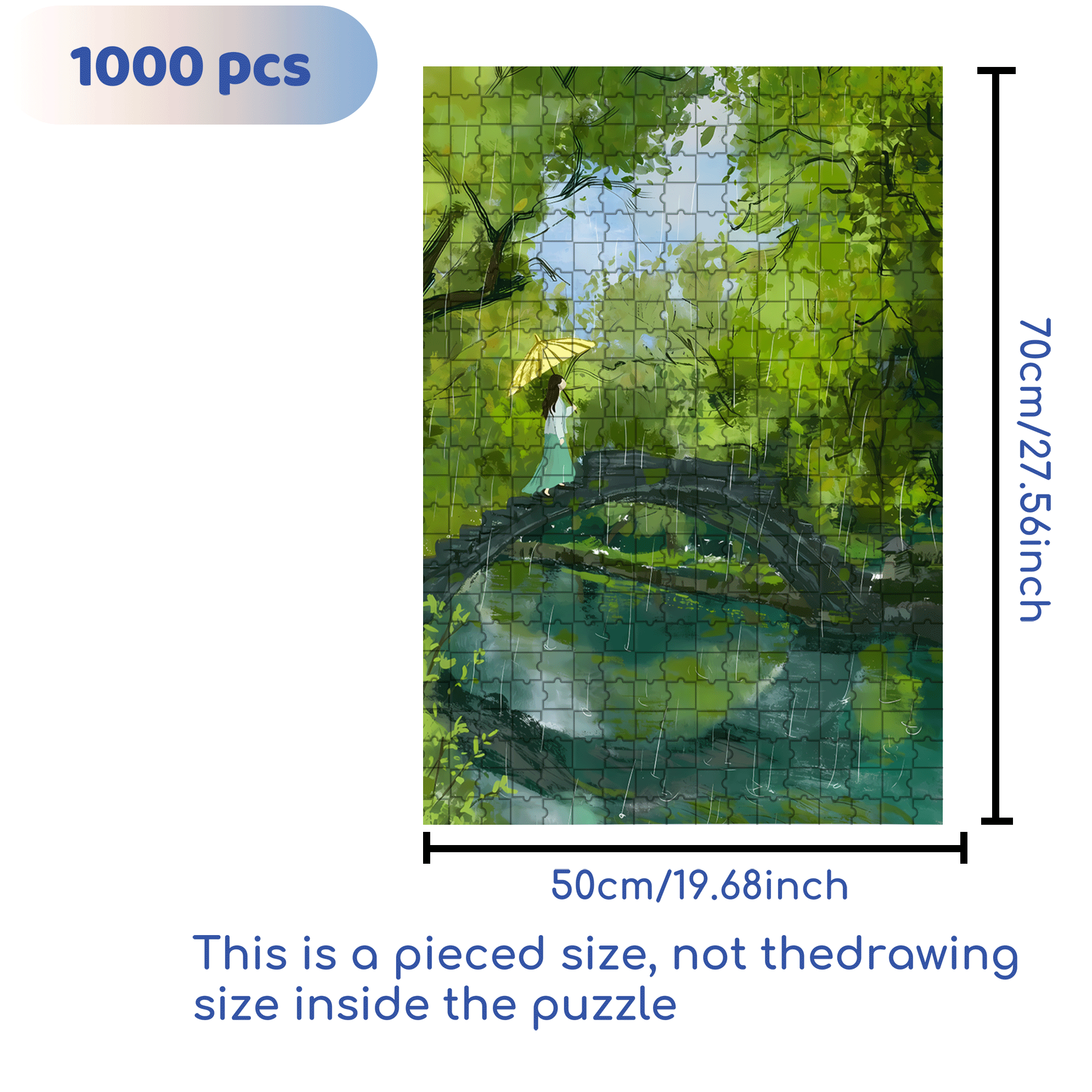 Spring Rain Season 500pcs/1000pcs Jigsaw Puzzle, Scratch-Resistant, Interactive Family Game & Brain-Boosting DIY Decor, Perfect for Halloween, Christmas & New Year Gifts, Family Puzzle Game