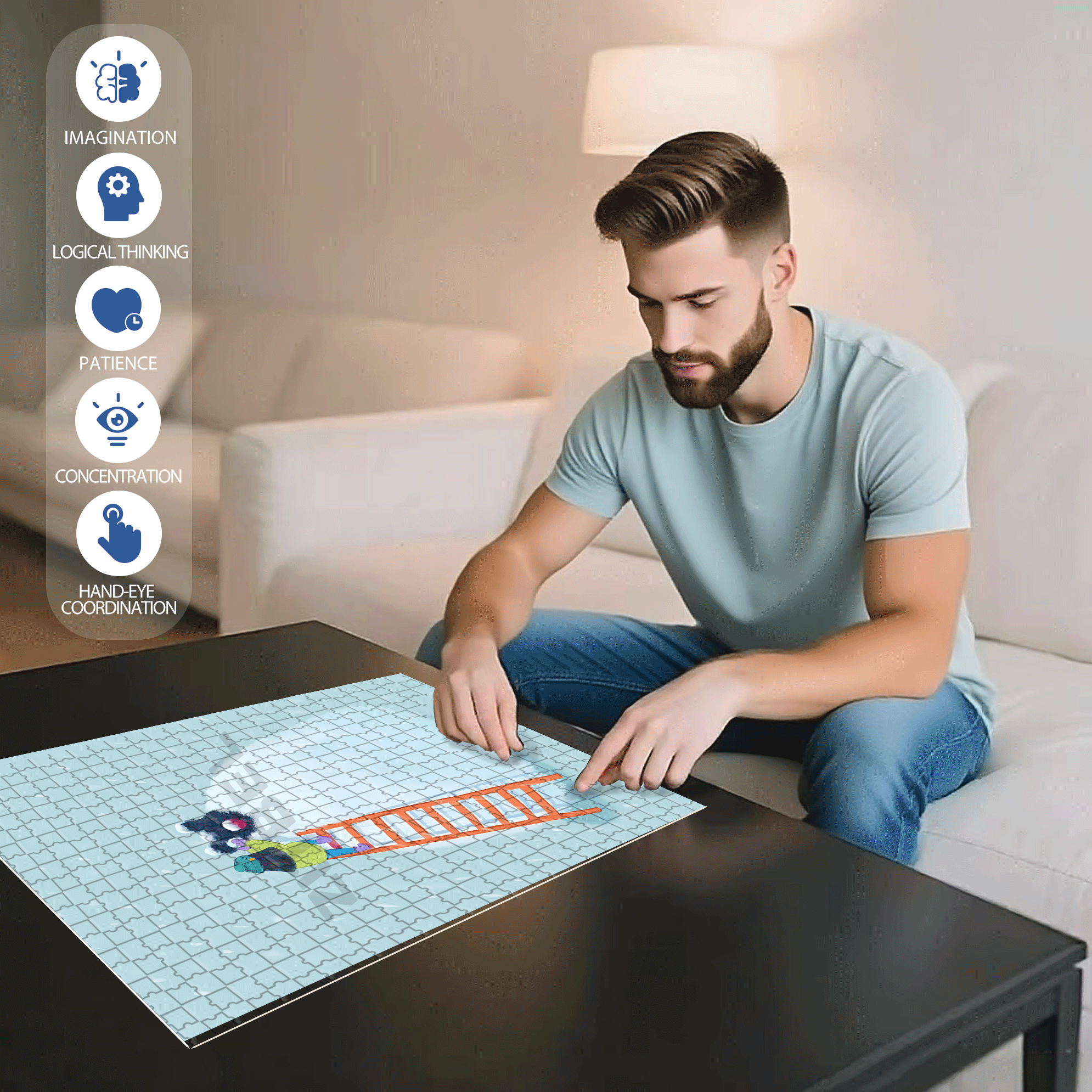 Stacking Diaries 500pcs/1000pcs Jigsaw Puzzle, Scratch-Resistant, Interactive Family Game & Brain-Boosting DIY Decor, Perfect for Halloween, Christmas & New Year Gifts, Family Puzzle Game