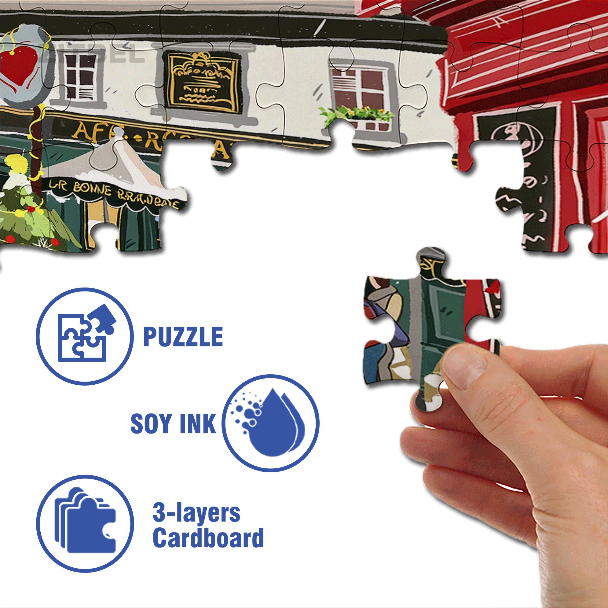 Street Corner Coffee Shop 2 500pcs/1000pcs Jigsaw Puzzle, Scratch-Resistant, Interactive Family Game & Brain-Boosting DIY Decor, Perfect for Halloween, Christmas & New Year Gifts, Family Puzzle Game