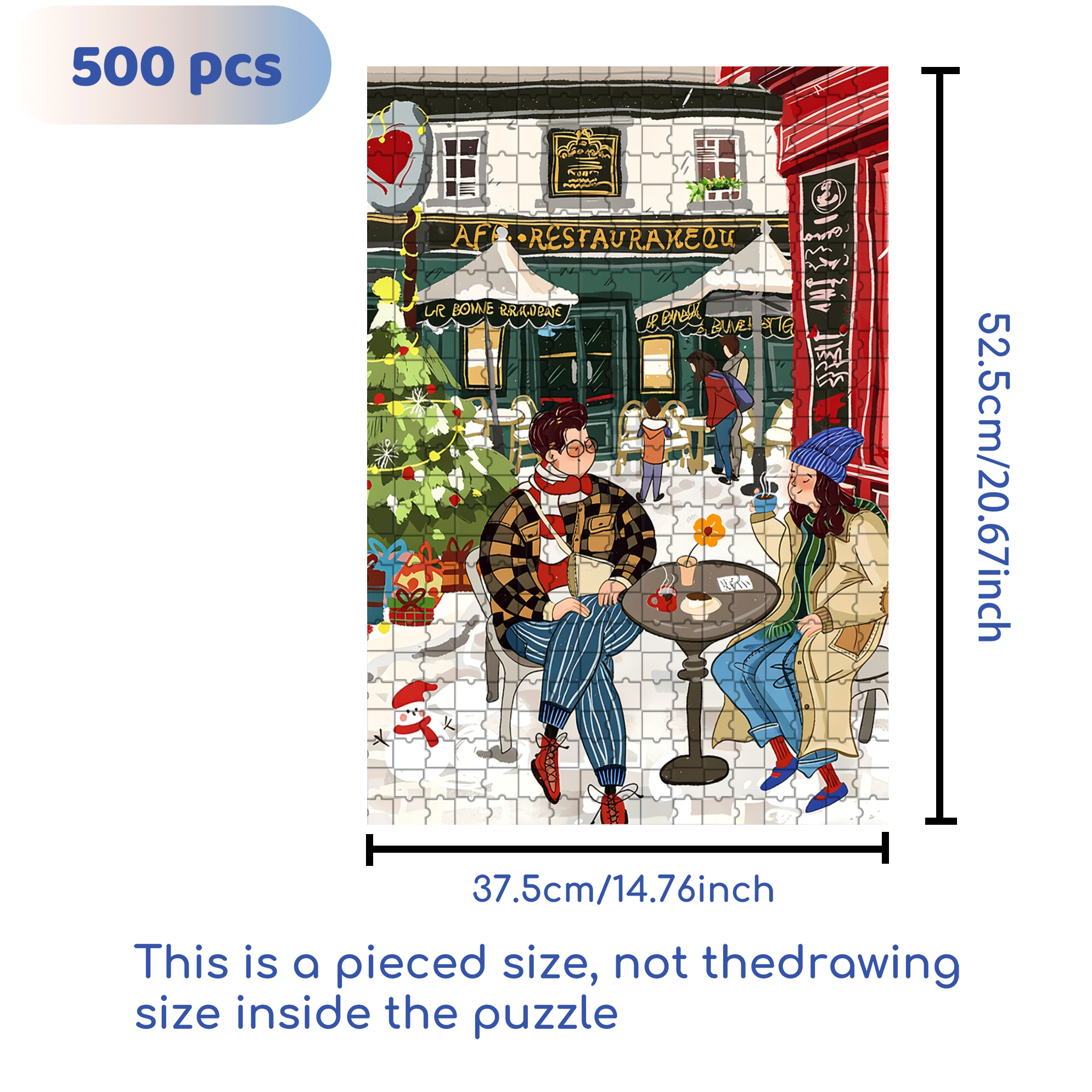 Street Corner Coffee Shop 2 500pcs/1000pcs Jigsaw Puzzle, Scratch-Resistant, Interactive Family Game & Brain-Boosting DIY Decor, Perfect for Halloween, Christmas & New Year Gifts, Family Puzzle Game
