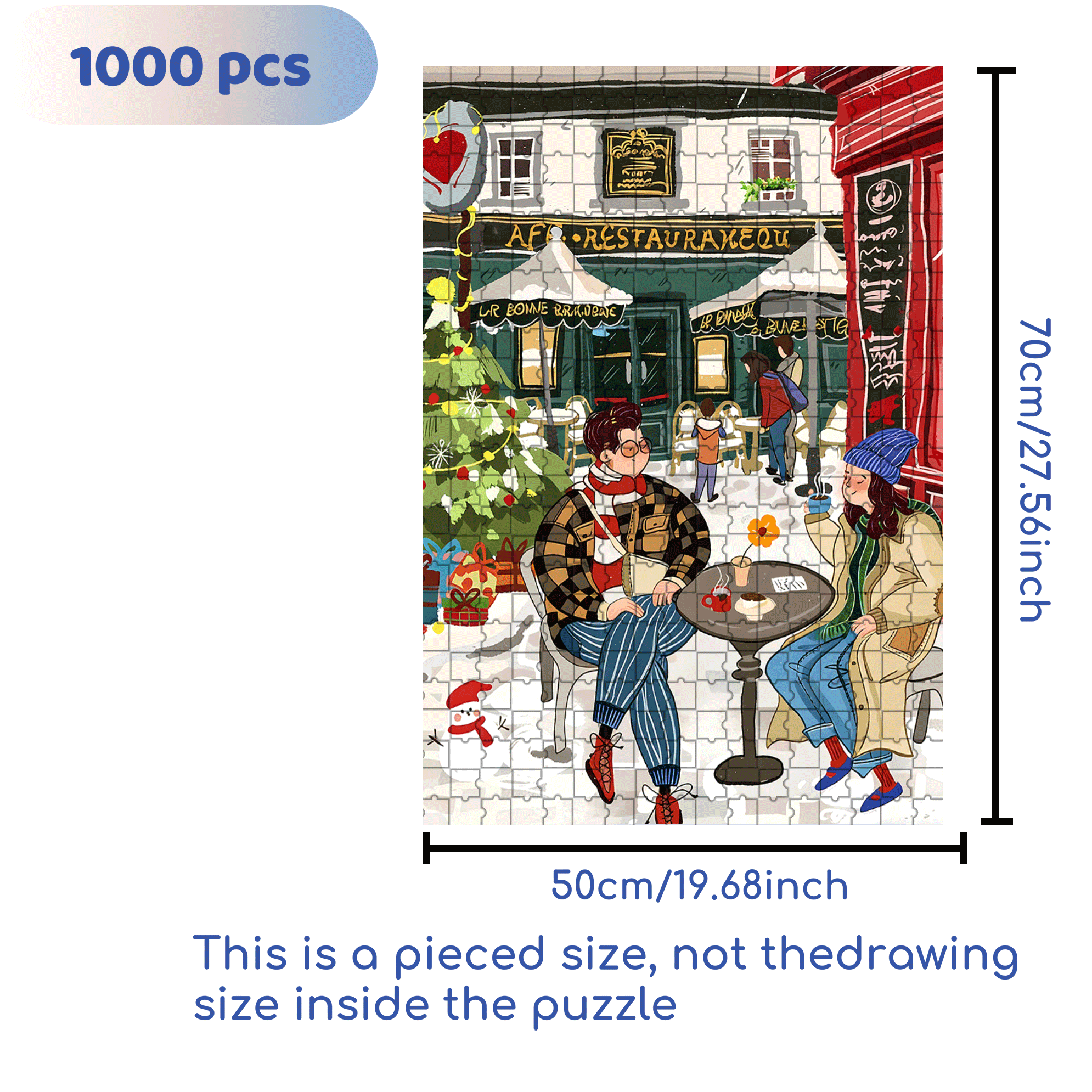 Street Corner Coffee Shop 2 500pcs/1000pcs Jigsaw Puzzle, Scratch-Resistant, Interactive Family Game & Brain-Boosting DIY Decor, Perfect for Halloween, Christmas & New Year Gifts, Family Puzzle Game
