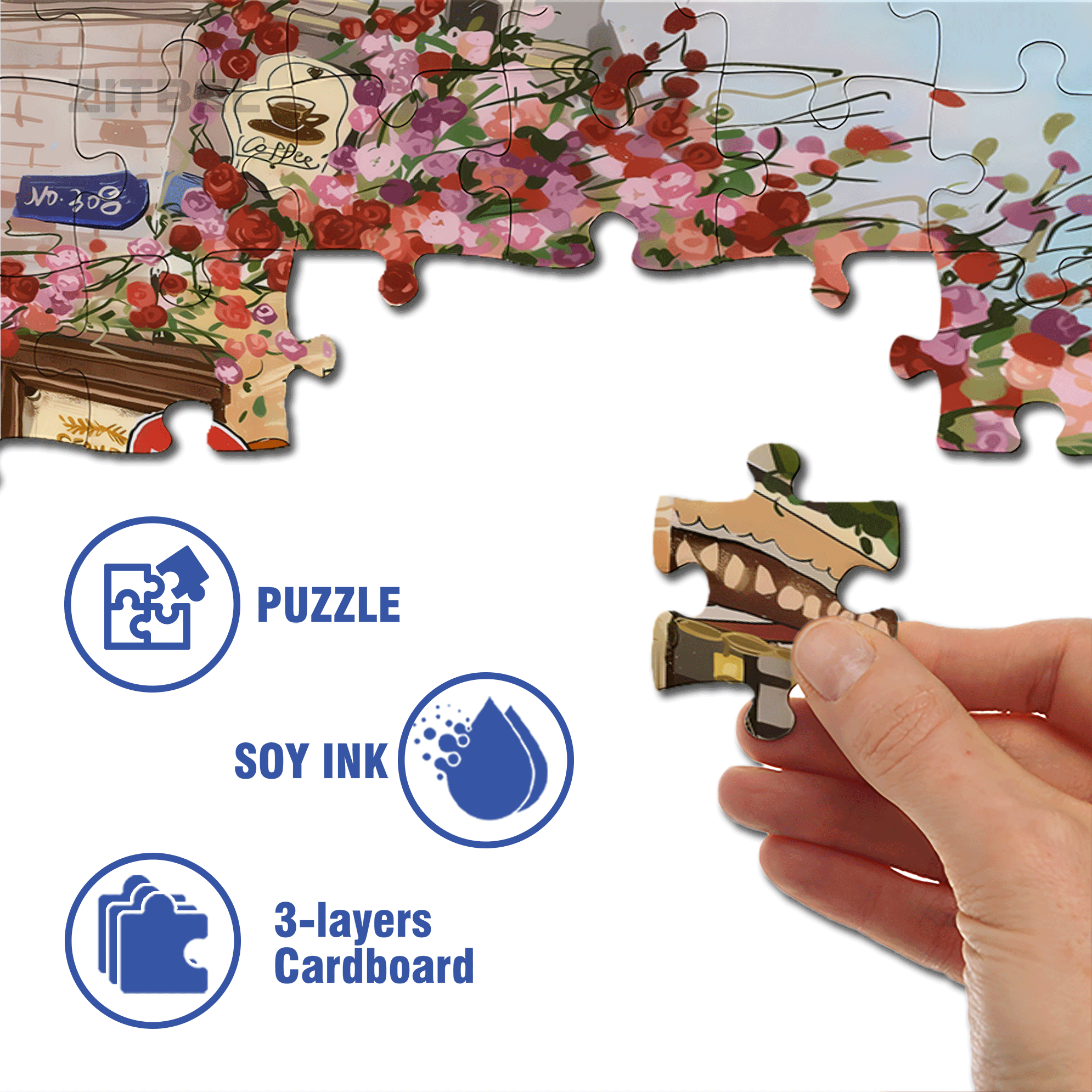 Street Corner Coffee Shop 500pcs/1000pcs Jigsaw Puzzle, Scratch-Resistant, Interactive Family Game & Brain-Boosting DIY Decor, Perfect for Halloween, Christmas & New Year Gifts, Family Puzzle Game