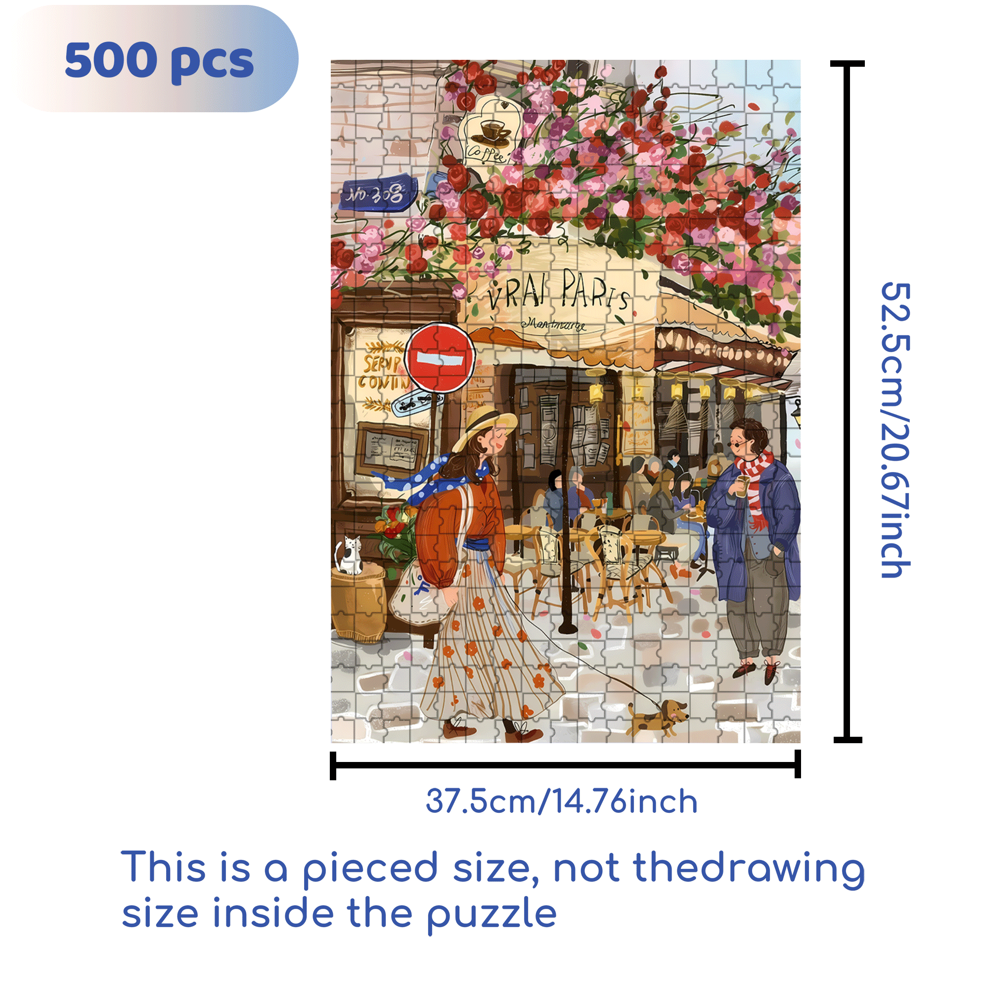 Street Corner Coffee Shop 500pcs/1000pcs Jigsaw Puzzle, Scratch-Resistant, Interactive Family Game & Brain-Boosting DIY Decor, Perfect for Halloween, Christmas & New Year Gifts, Family Puzzle Game