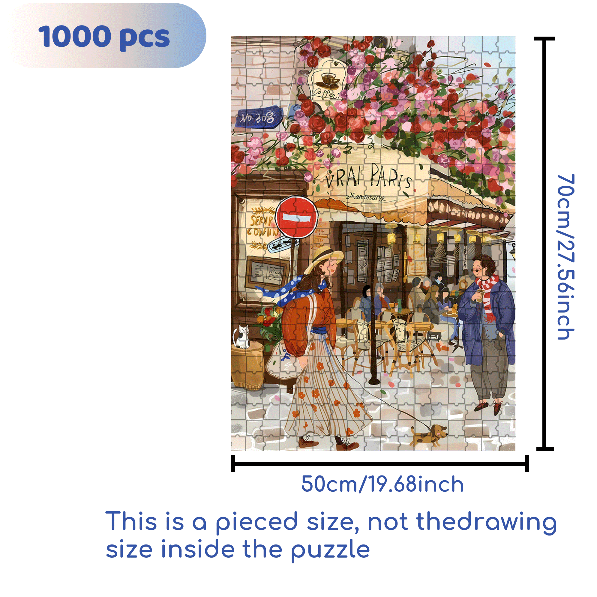Street Corner Coffee Shop 500pcs/1000pcs Jigsaw Puzzle, Scratch-Resistant, Interactive Family Game & Brain-Boosting DIY Decor, Perfect for Halloween, Christmas & New Year Gifts, Family Puzzle Game