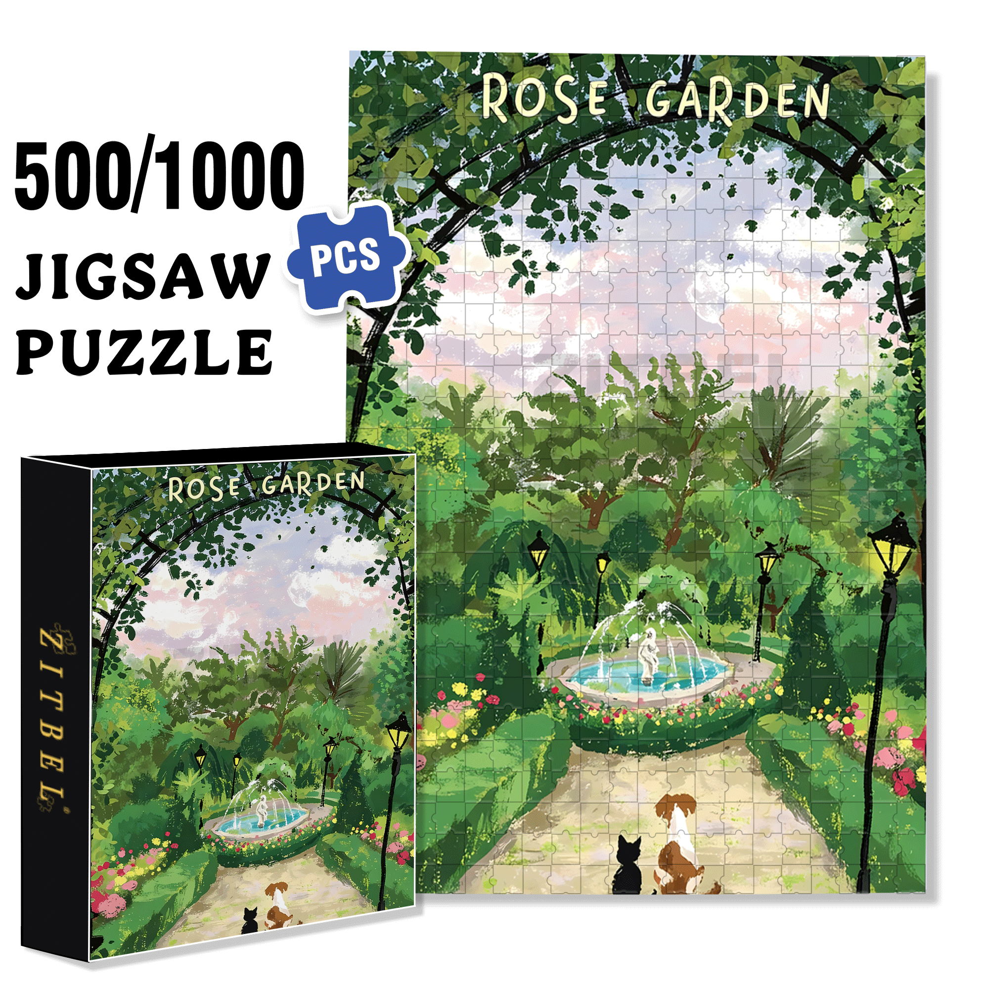 Strolling In The Park On Sunday 500pcs/1000pcs Jigsaw Puzzle, Scratch-Resistant, Interactive Family Game & Brain-Boosting DIY Decor, Perfect for Halloween, Christmas & New Year Gifts, Family Puzzle Game