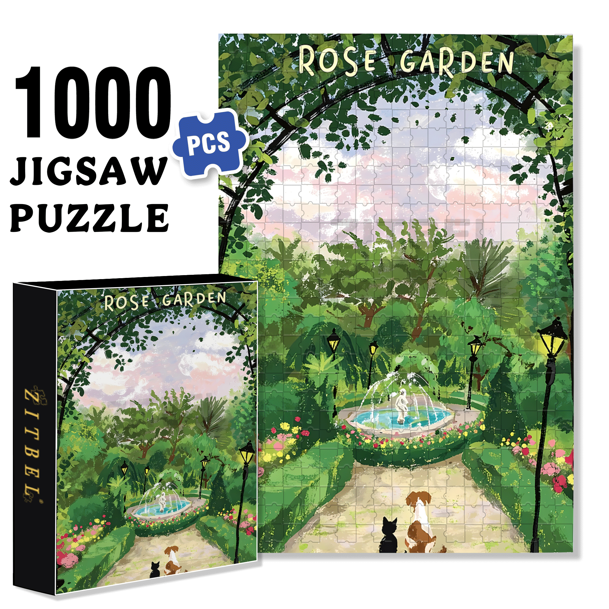 Strolling In The Park On Sunday 500pcs/1000pcs Jigsaw Puzzle, Scratch-Resistant, Interactive Family Game & Brain-Boosting DIY Decor, Perfect for Halloween, Christmas & New Year Gifts, Family Puzzle Game