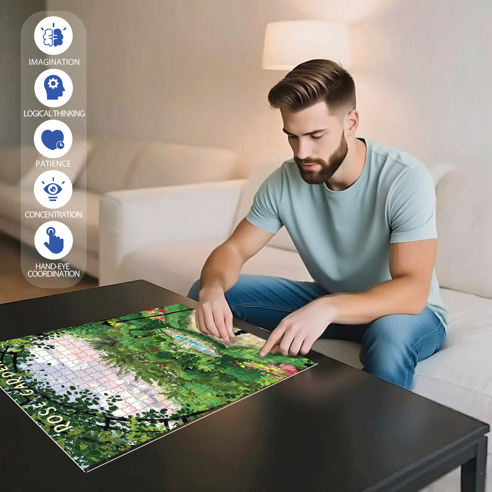 Strolling In The Park On Sunday 500pcs/1000pcs Jigsaw Puzzle, Scratch-Resistant, Interactive Family Game & Brain-Boosting DIY Decor, Perfect for Halloween, Christmas & New Year Gifts, Family Puzzle Game