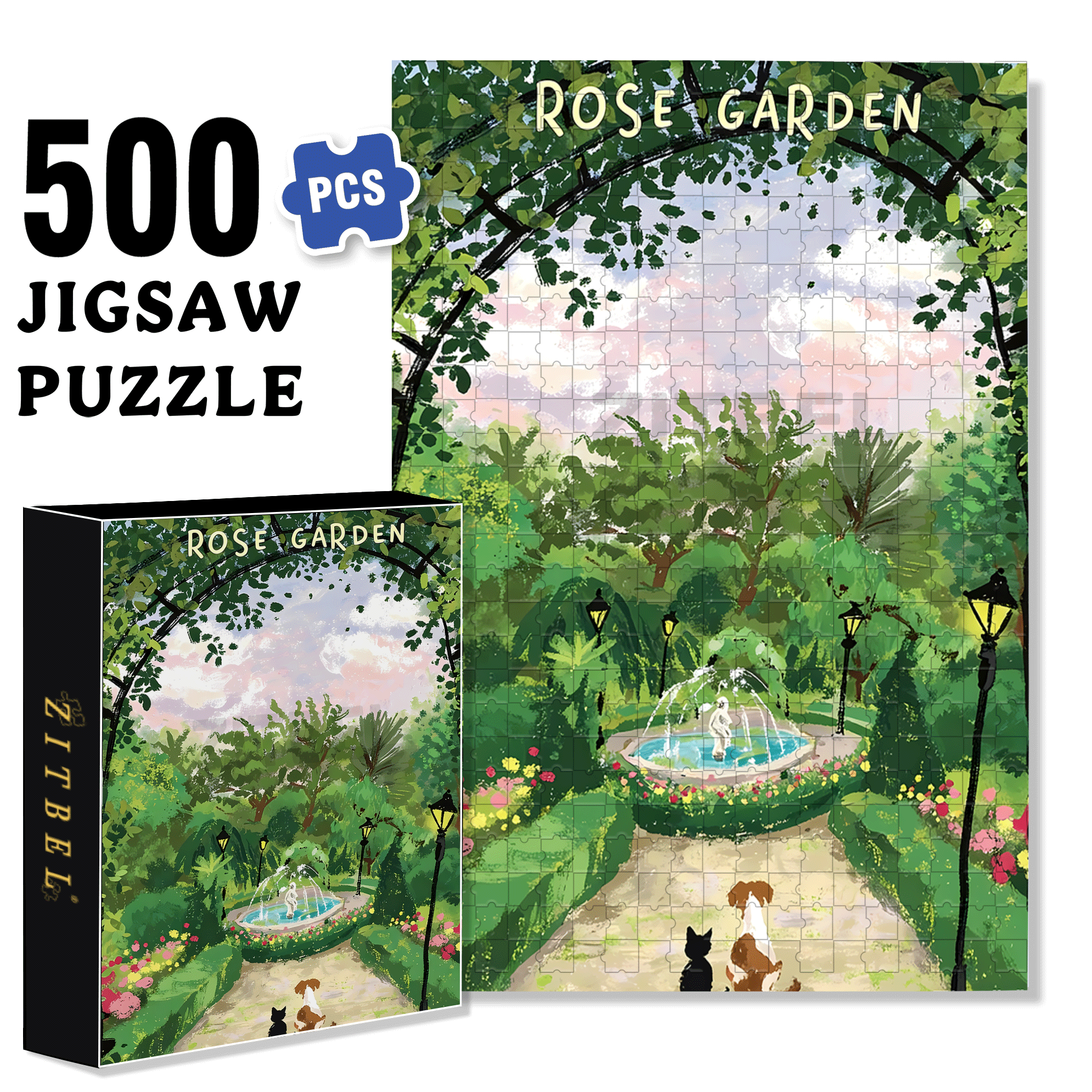 Strolling In The Park On Sunday 500pcs/1000pcs Jigsaw Puzzle, Scratch-Resistant, Interactive Family Game & Brain-Boosting DIY Decor, Perfect for Halloween, Christmas & New Year Gifts, Family Puzzle Game