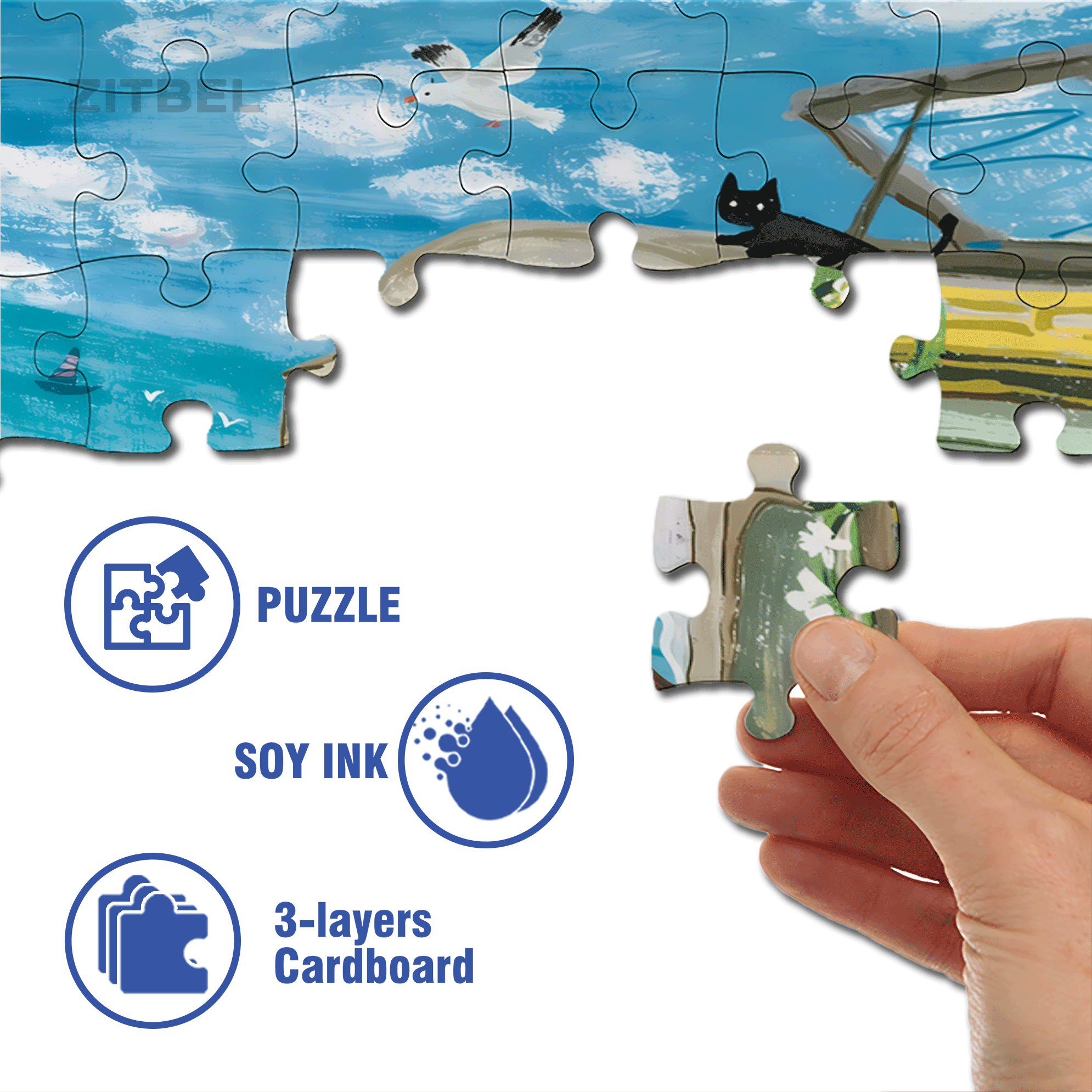 Summer Cool Breeze 500pcs/1000pcs Jigsaw Puzzle, Scratch-Resistant, Interactive Family Game & Brain-Boosting DIY Decor, Perfect for Halloween, Christmas & New Year Gifts, Family Puzzle Game