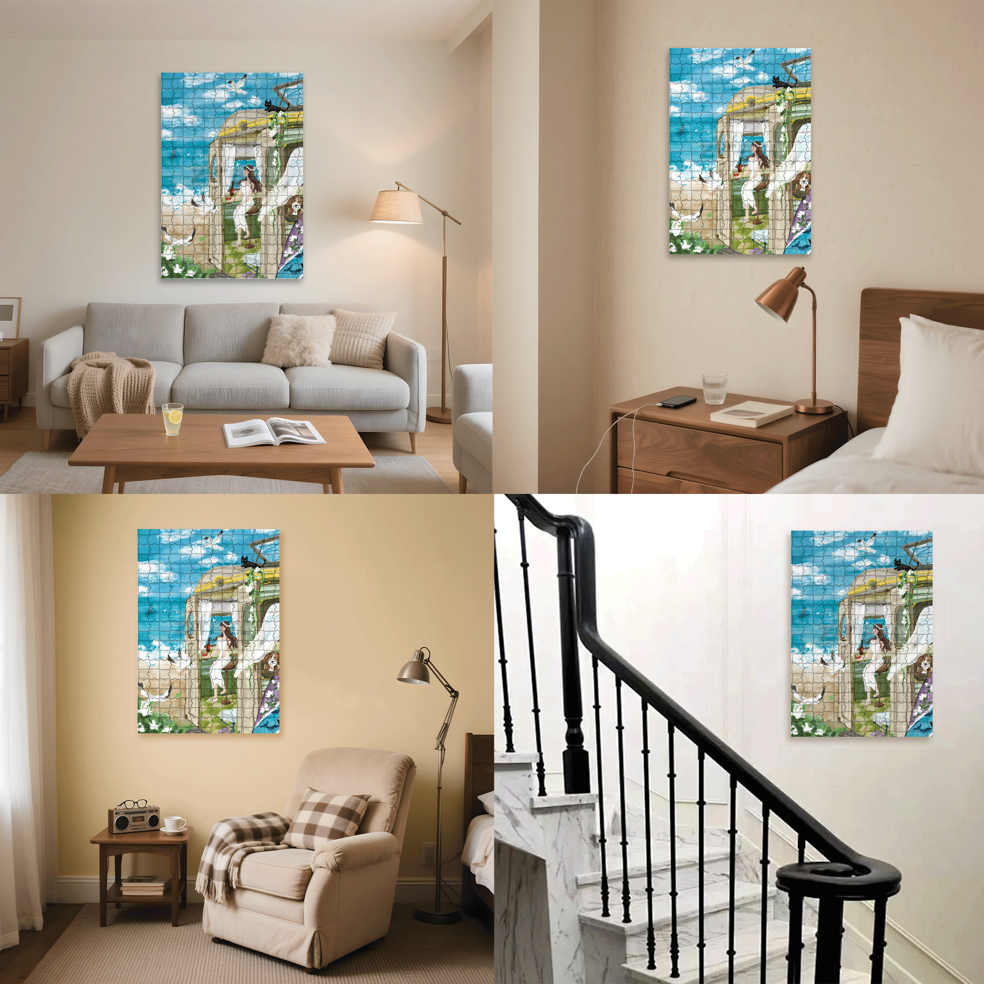 Summer Cool Breeze 500pcs/1000pcs Jigsaw Puzzle, Scratch-Resistant, Interactive Family Game & Brain-Boosting DIY Decor, Perfect for Halloween, Christmas & New Year Gifts, Family Puzzle Game