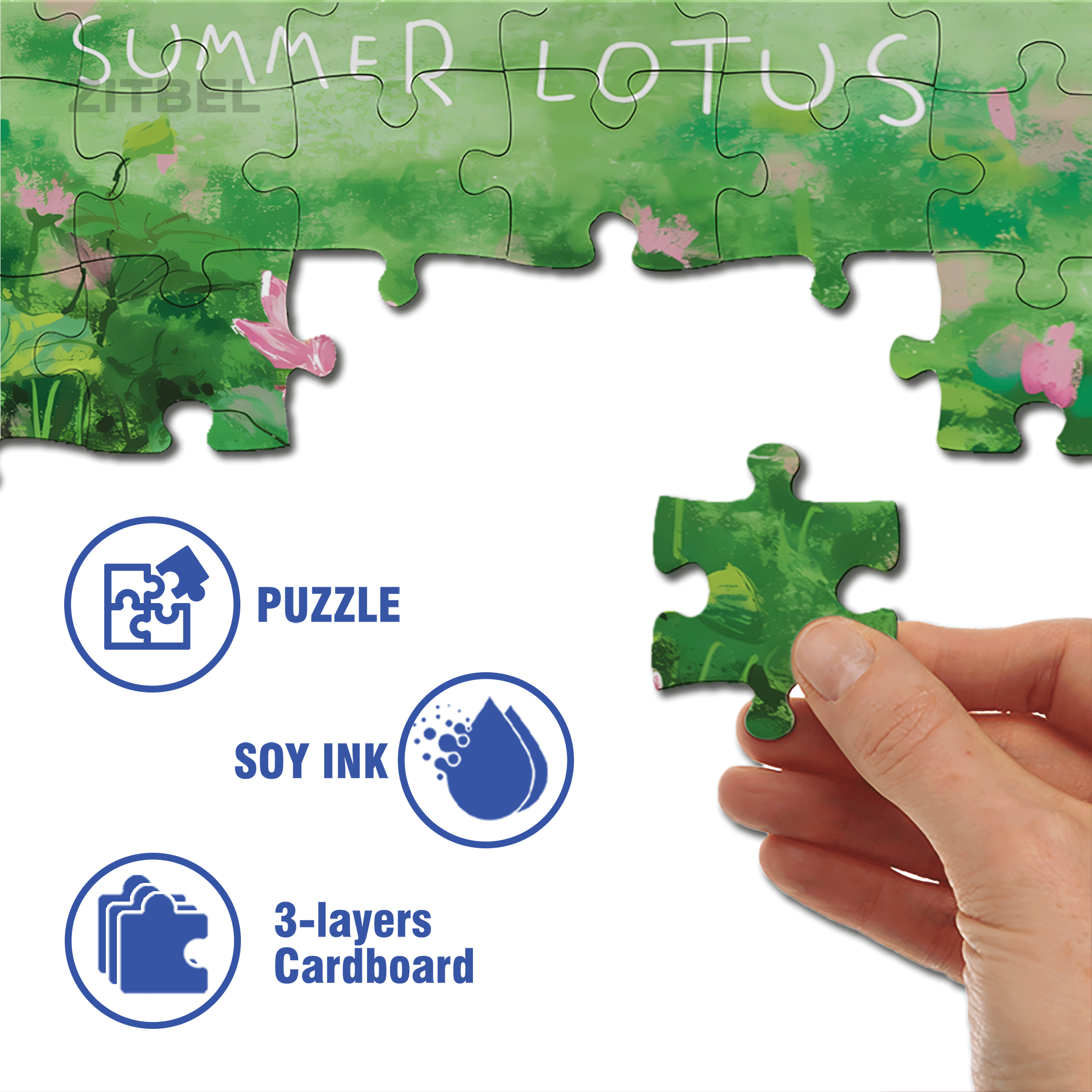 Summer Lotus Pond 3 500pcs/1000pcs Jigsaw Puzzle, Scratch-Resistant, Interactive Family Game & Brain-Boosting DIY Decor, Perfect for Halloween, Christmas & New Year Gifts, Family Puzzle Game