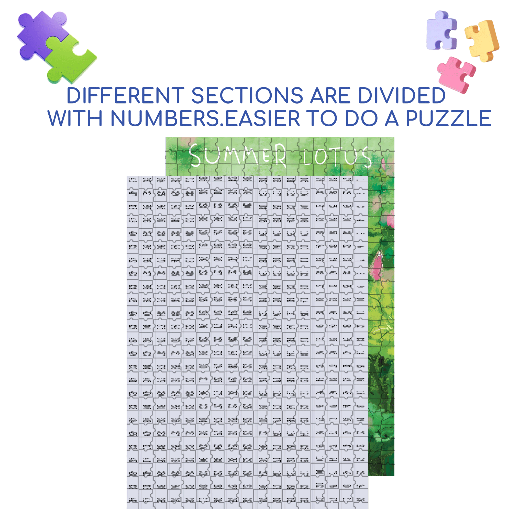 Summer Lotus Pond 3 500pcs/1000pcs Jigsaw Puzzle, Scratch-Resistant, Interactive Family Game & Brain-Boosting DIY Decor, Perfect for Halloween, Christmas & New Year Gifts, Family Puzzle Game