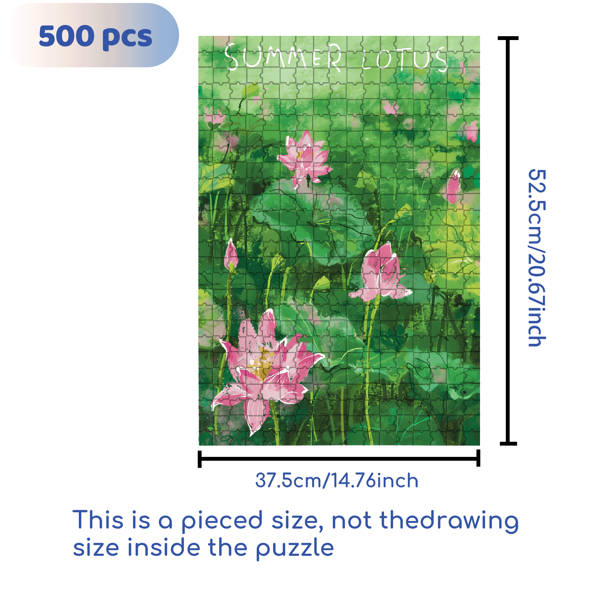 Summer Lotus Pond 3 500pcs/1000pcs Jigsaw Puzzle, Scratch-Resistant, Interactive Family Game & Brain-Boosting DIY Decor, Perfect for Halloween, Christmas & New Year Gifts, Family Puzzle Game