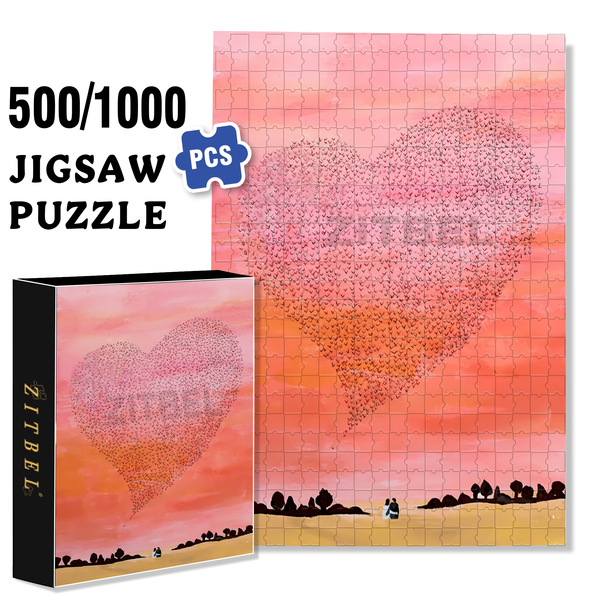 Sunset Moment 500pcs/1000pcs Jigsaw Puzzle, Scratch-Resistant, Interactive Family Game & Brain-Boosting DIY Decor, Perfect for Halloween, Christmas & New Year Gifts, Family Puzzle Game