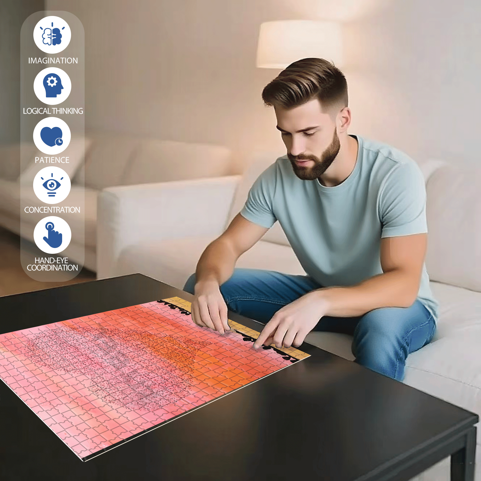 Sunset Moment 500pcs/1000pcs Jigsaw Puzzle, Scratch-Resistant, Interactive Family Game & Brain-Boosting DIY Decor, Perfect for Halloween, Christmas & New Year Gifts, Family Puzzle Game