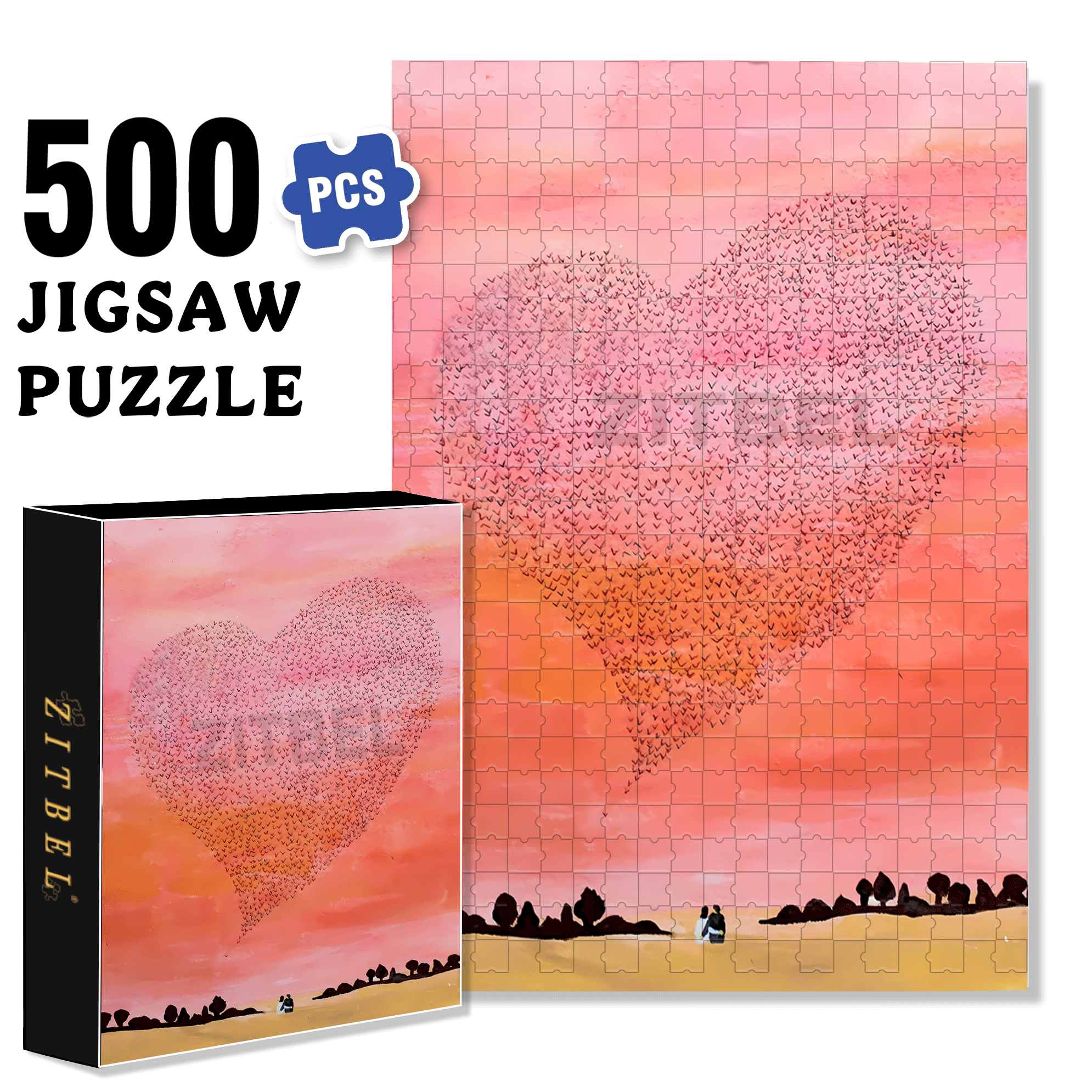 Sunset Moment 500pcs/1000pcs Jigsaw Puzzle, Scratch-Resistant, Interactive Family Game & Brain-Boosting DIY Decor, Perfect for Halloween, Christmas & New Year Gifts, Family Puzzle Game
