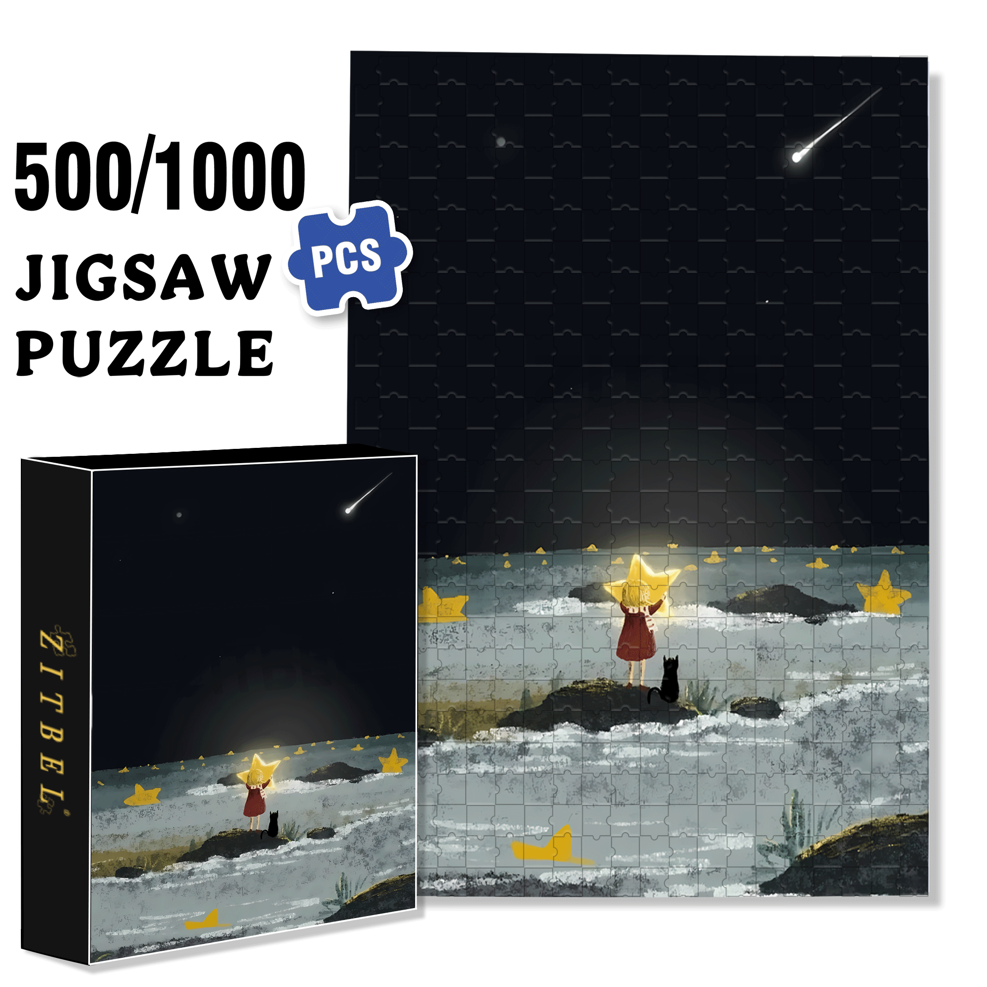 The Gift of Stars 500pcs/1000pcs Jigsaw Puzzle, Scratch-Resistant, Interactive Family Game & Brain-Boosting DIY Decor, Perfect for Halloween, Christmas & New Year Gifts, Family Puzzle Game