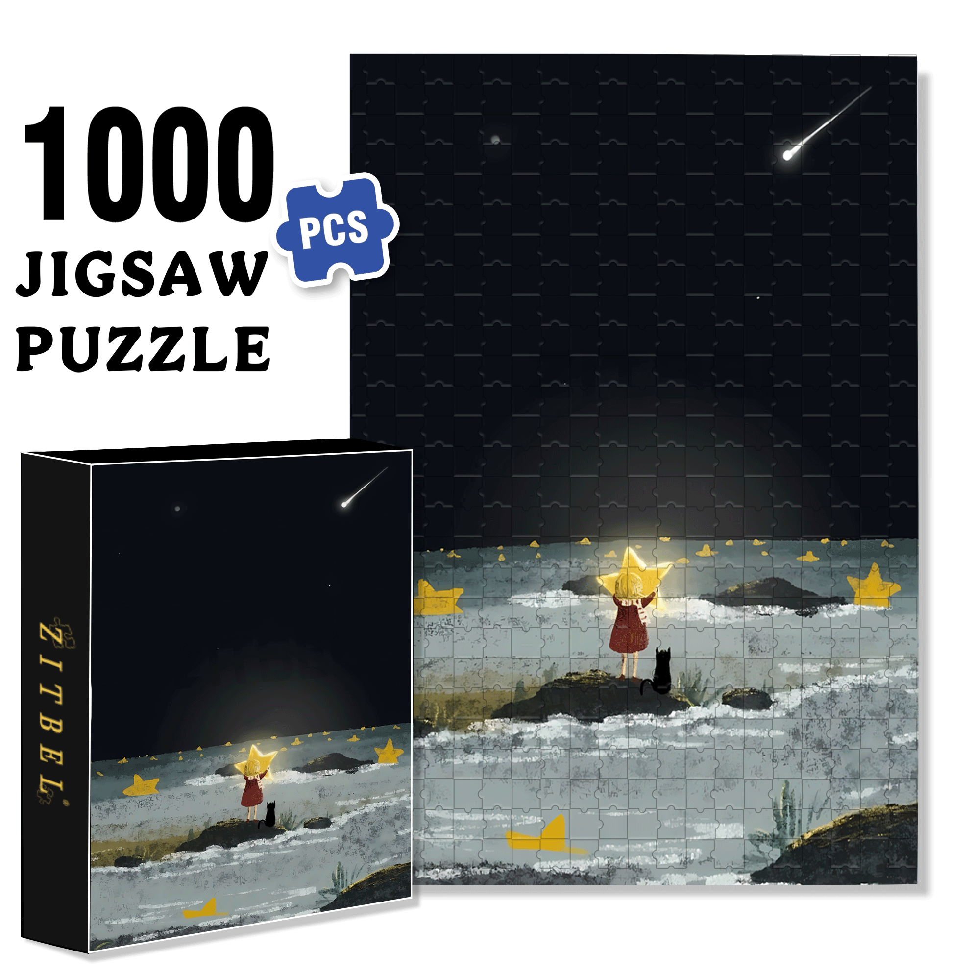 The Gift of Stars 500pcs/1000pcs Jigsaw Puzzle, Scratch-Resistant, Interactive Family Game & Brain-Boosting DIY Decor, Perfect for Halloween, Christmas & New Year Gifts, Family Puzzle Game