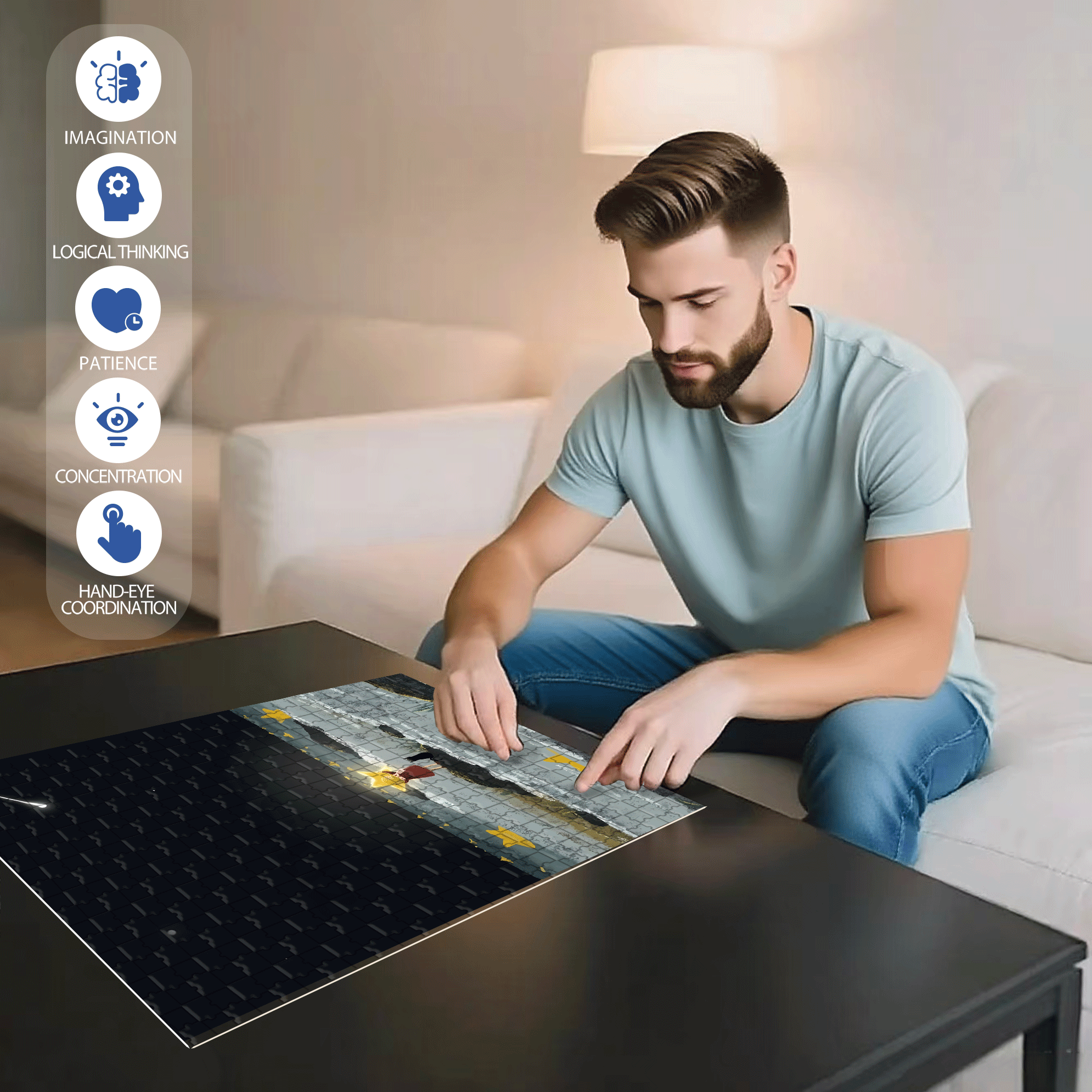 The Gift of Stars 500pcs/1000pcs Jigsaw Puzzle, Scratch-Resistant, Interactive Family Game & Brain-Boosting DIY Decor, Perfect for Halloween, Christmas & New Year Gifts, Family Puzzle Game