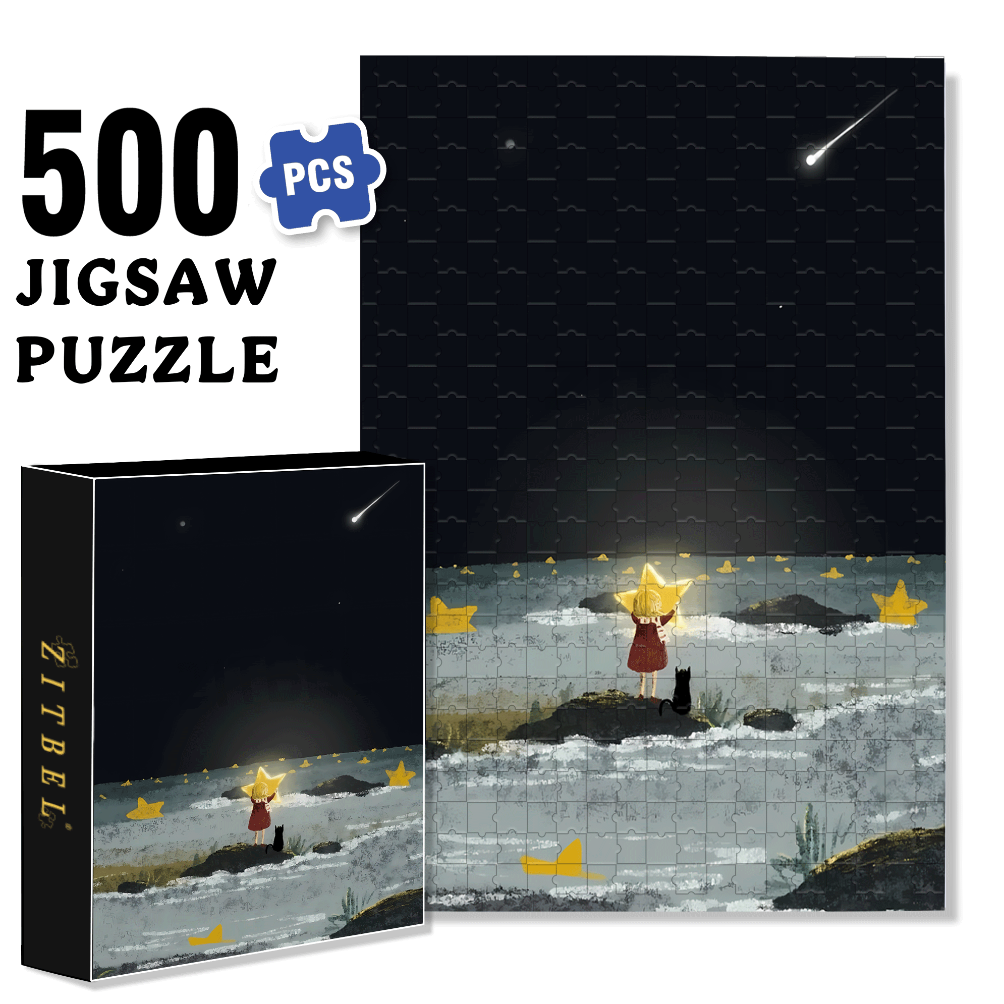 The Gift of Stars 500pcs/1000pcs Jigsaw Puzzle, Scratch-Resistant, Interactive Family Game & Brain-Boosting DIY Decor, Perfect for Halloween, Christmas & New Year Gifts, Family Puzzle Game