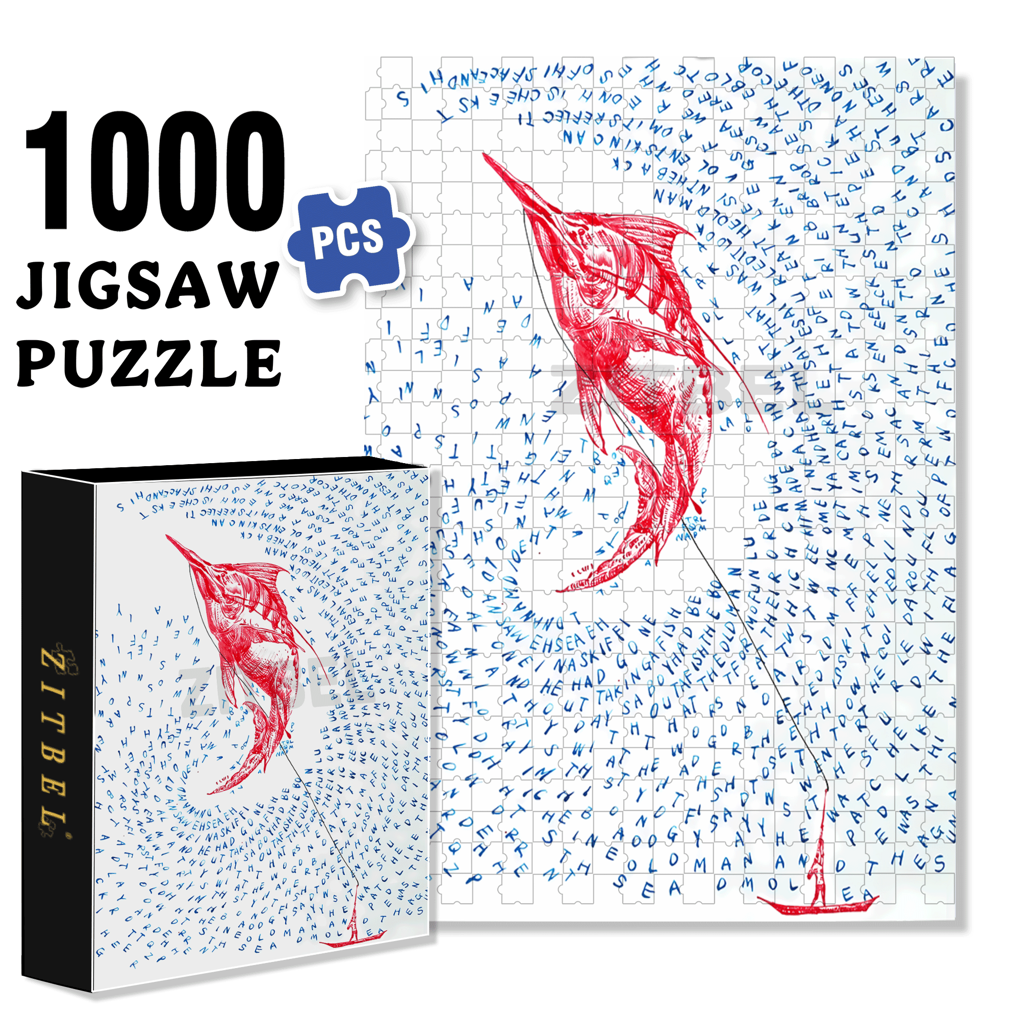 The Old Man And The Sea 500pcs/1000pcs Jigsaw Puzzle, Scratch-Resistant, Interactive Family Game & Brain-Boosting DIY Decor, Perfect for Halloween, Christmas & New Year Gifts, Family Puzzle Game