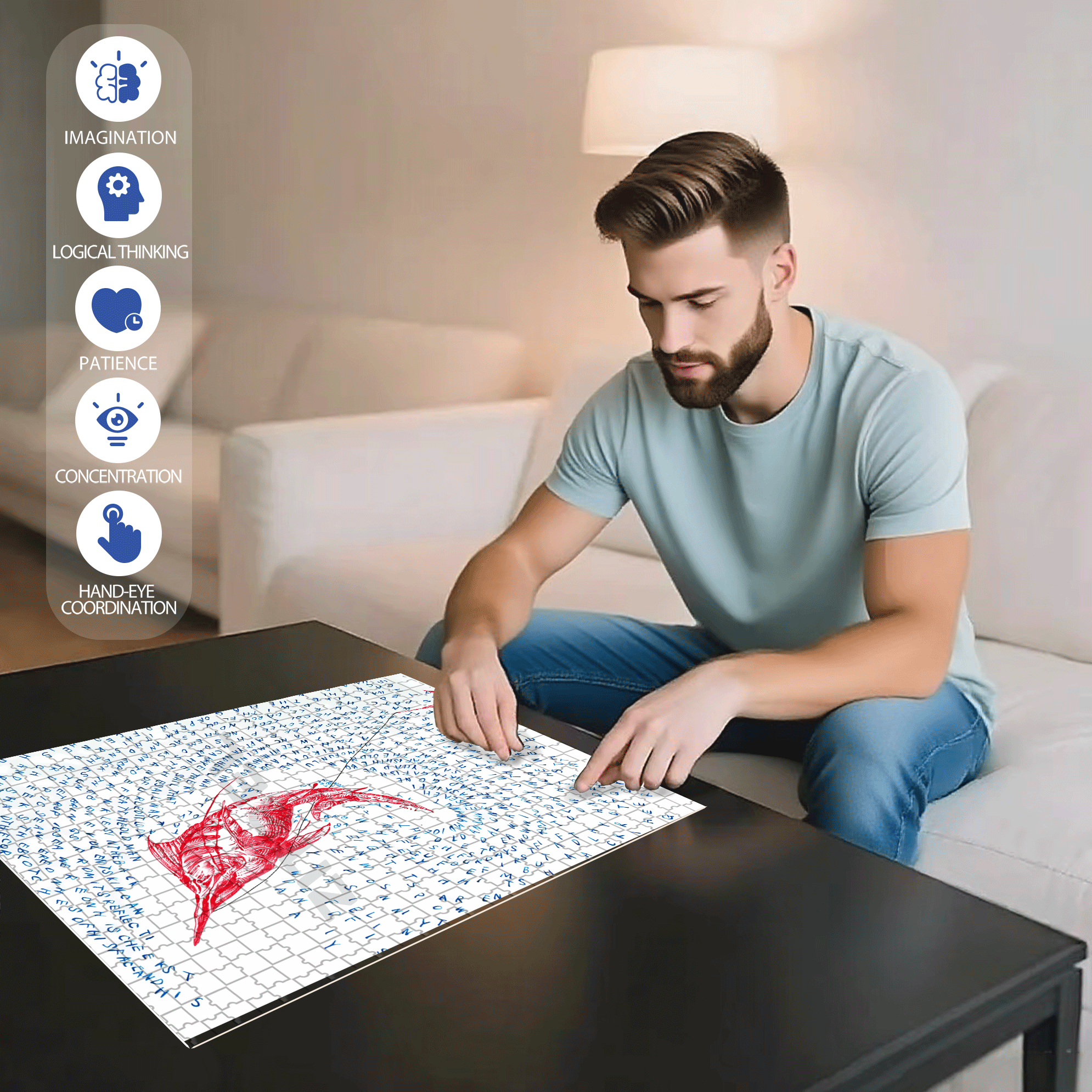 The Old Man And The Sea 500pcs/1000pcs Jigsaw Puzzle, Scratch-Resistant, Interactive Family Game & Brain-Boosting DIY Decor, Perfect for Halloween, Christmas & New Year Gifts, Family Puzzle Game