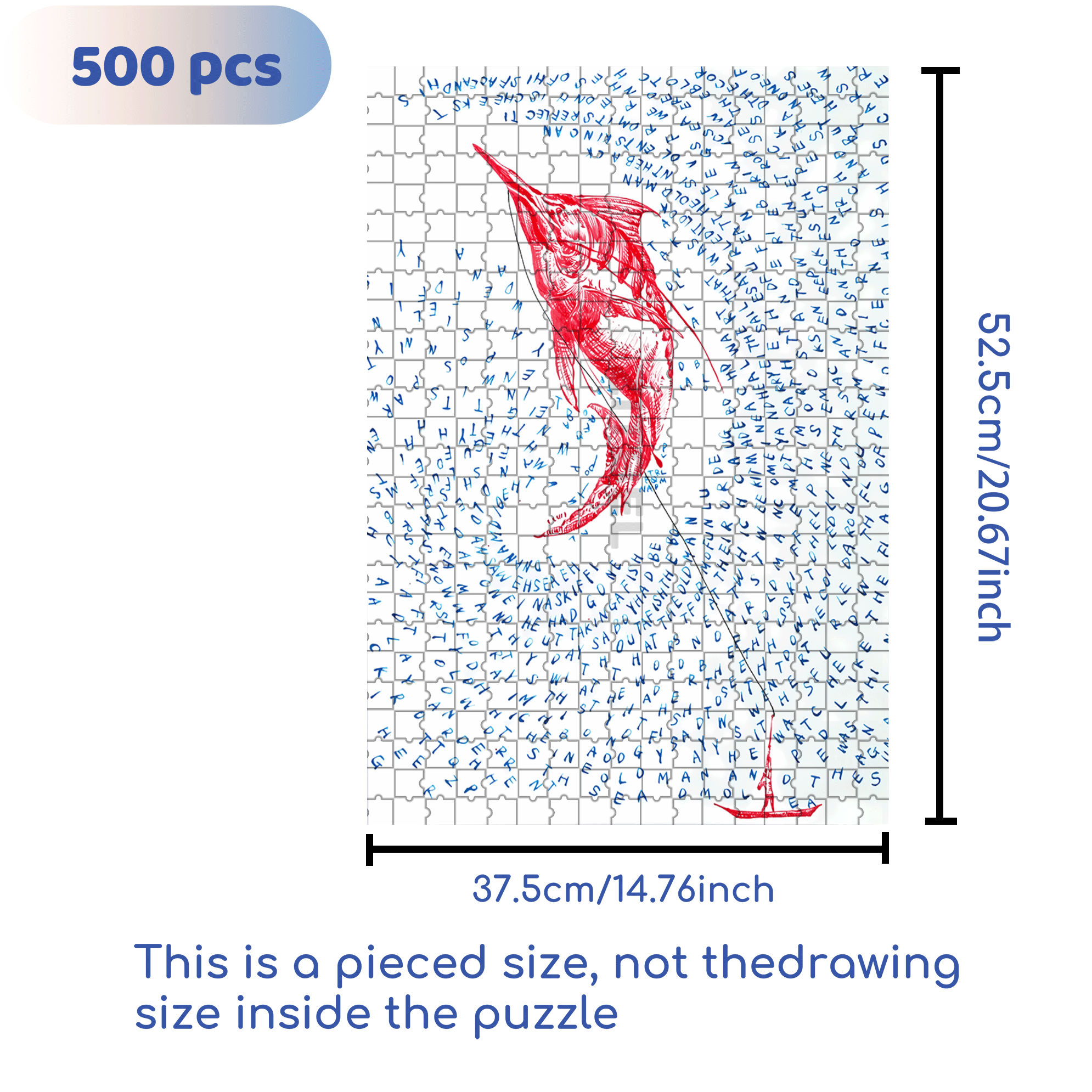 The Old Man And The Sea 500pcs/1000pcs Jigsaw Puzzle, Scratch-Resistant, Interactive Family Game & Brain-Boosting DIY Decor, Perfect for Halloween, Christmas & New Year Gifts, Family Puzzle Game