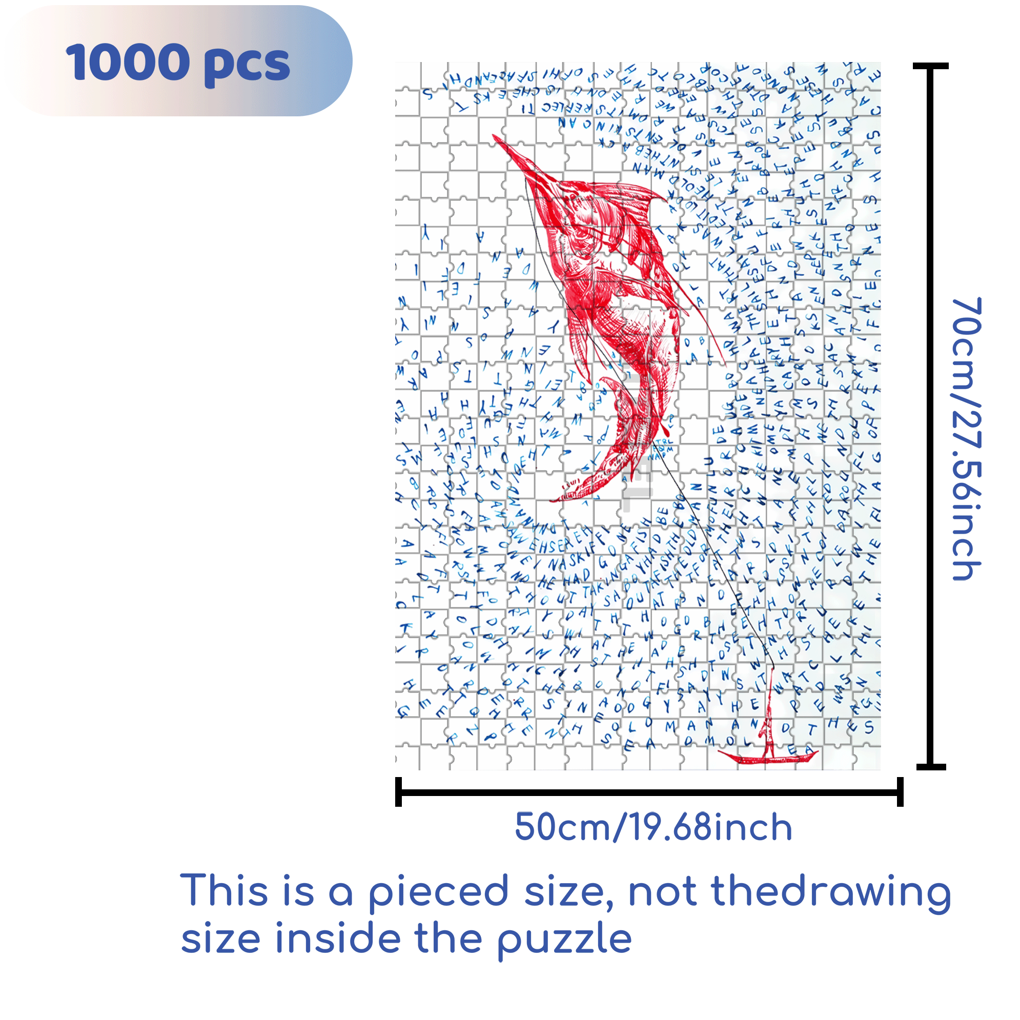 The Old Man And The Sea 500pcs/1000pcs Jigsaw Puzzle, Scratch-Resistant, Interactive Family Game & Brain-Boosting DIY Decor, Perfect for Halloween, Christmas & New Year Gifts, Family Puzzle Game